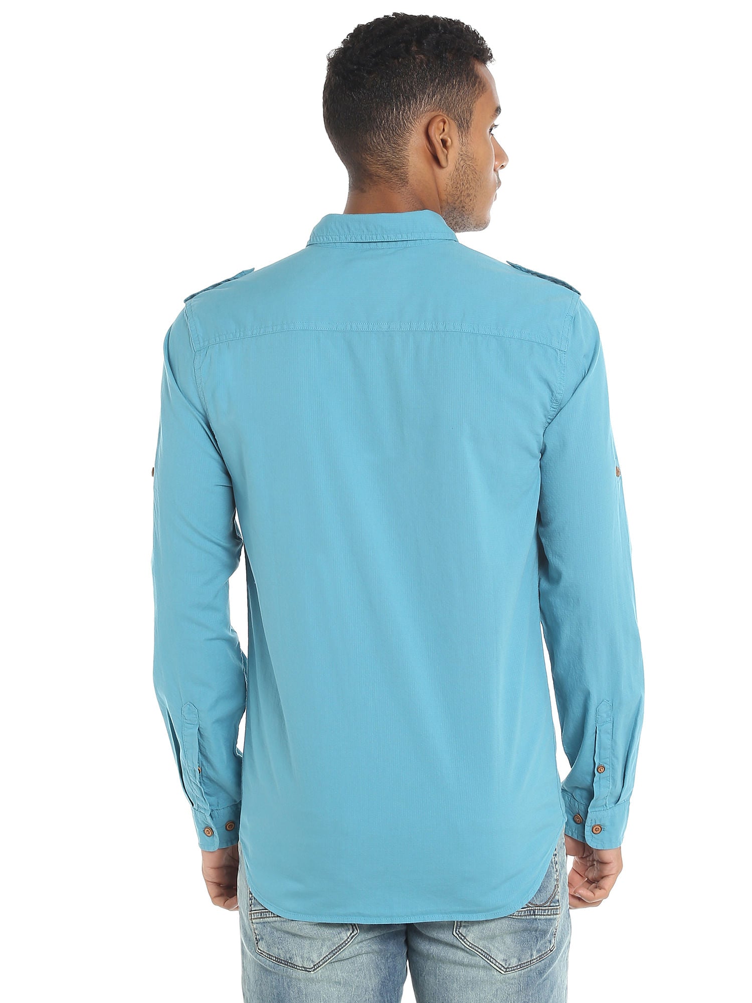 Teal Blue Slim Fit Shirt