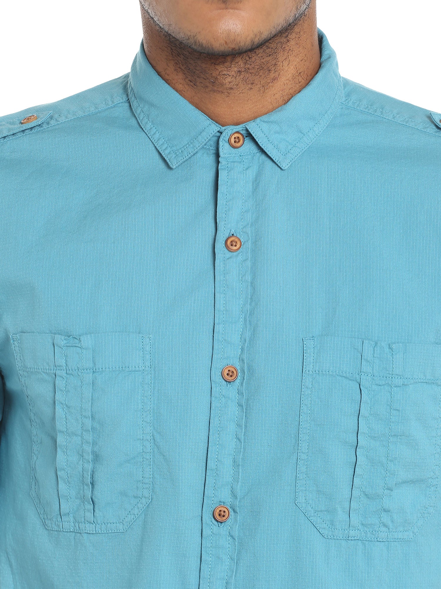 Teal Blue Slim Fit Shirt