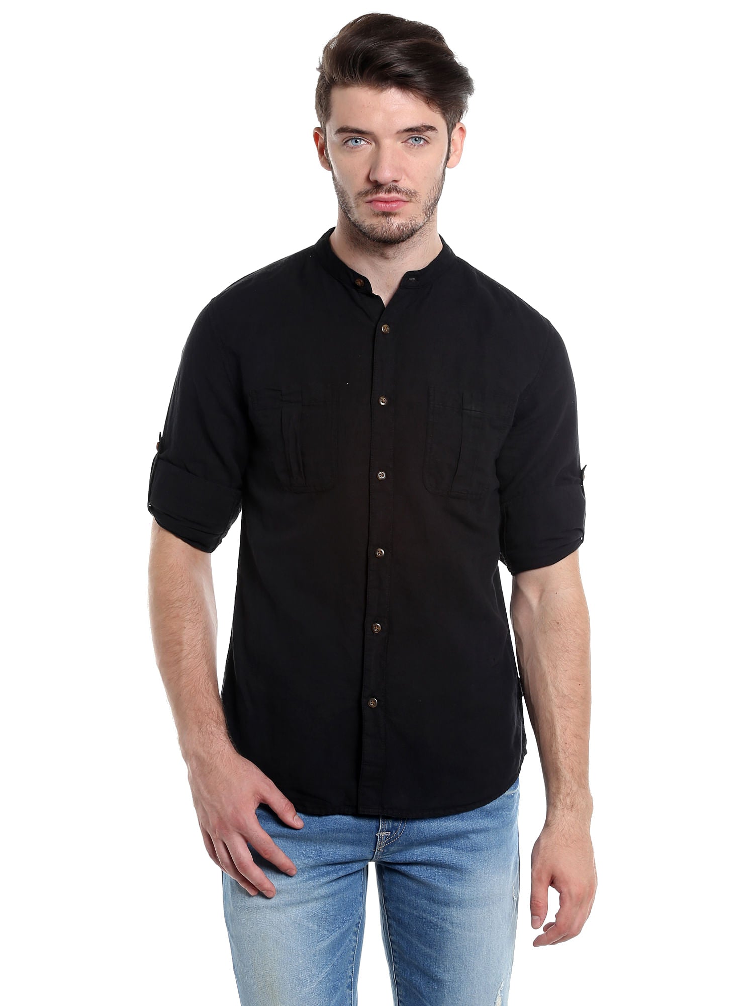 Chinese Collared Black Shirt