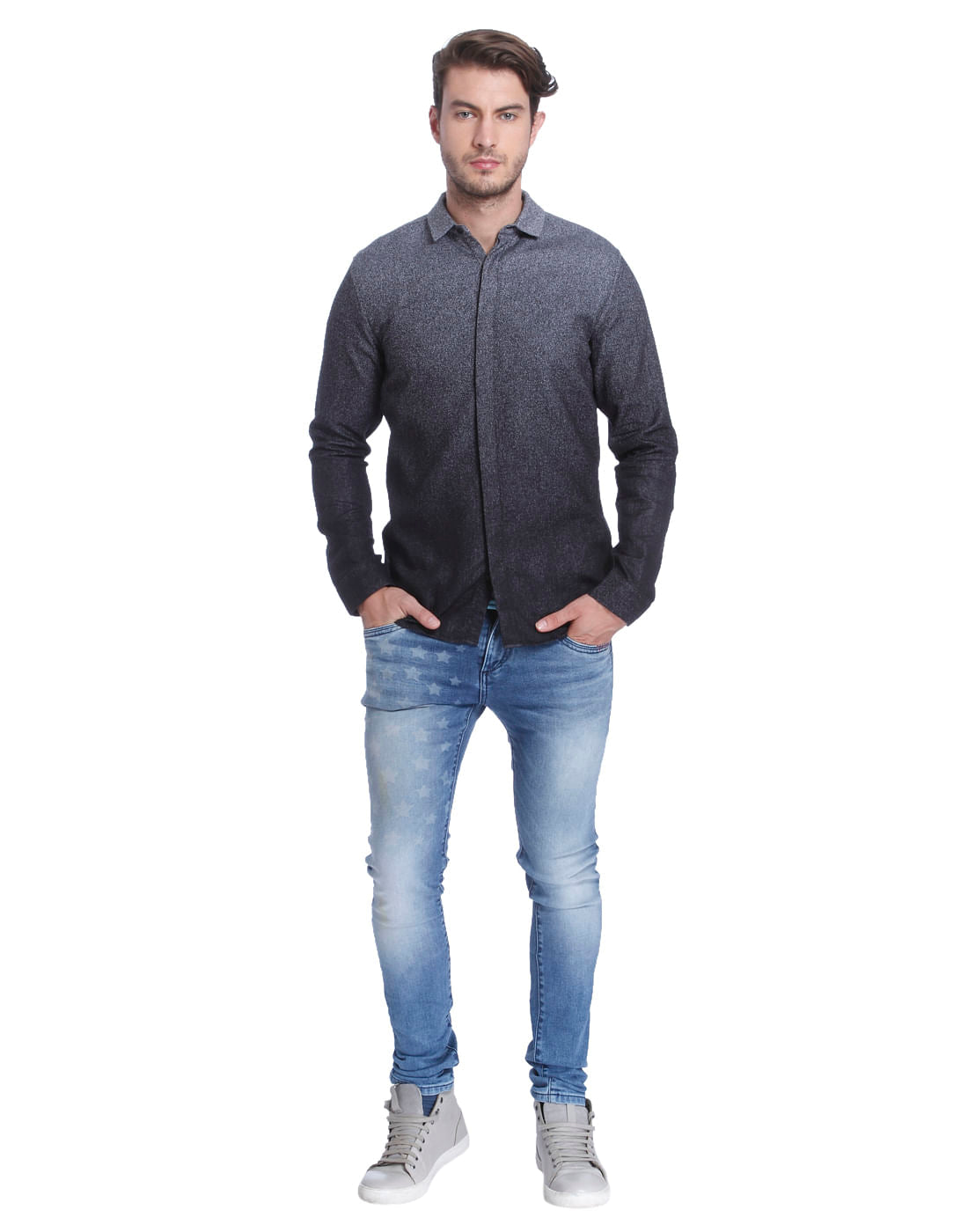Charcoal Grey Ombre Slim Shirt