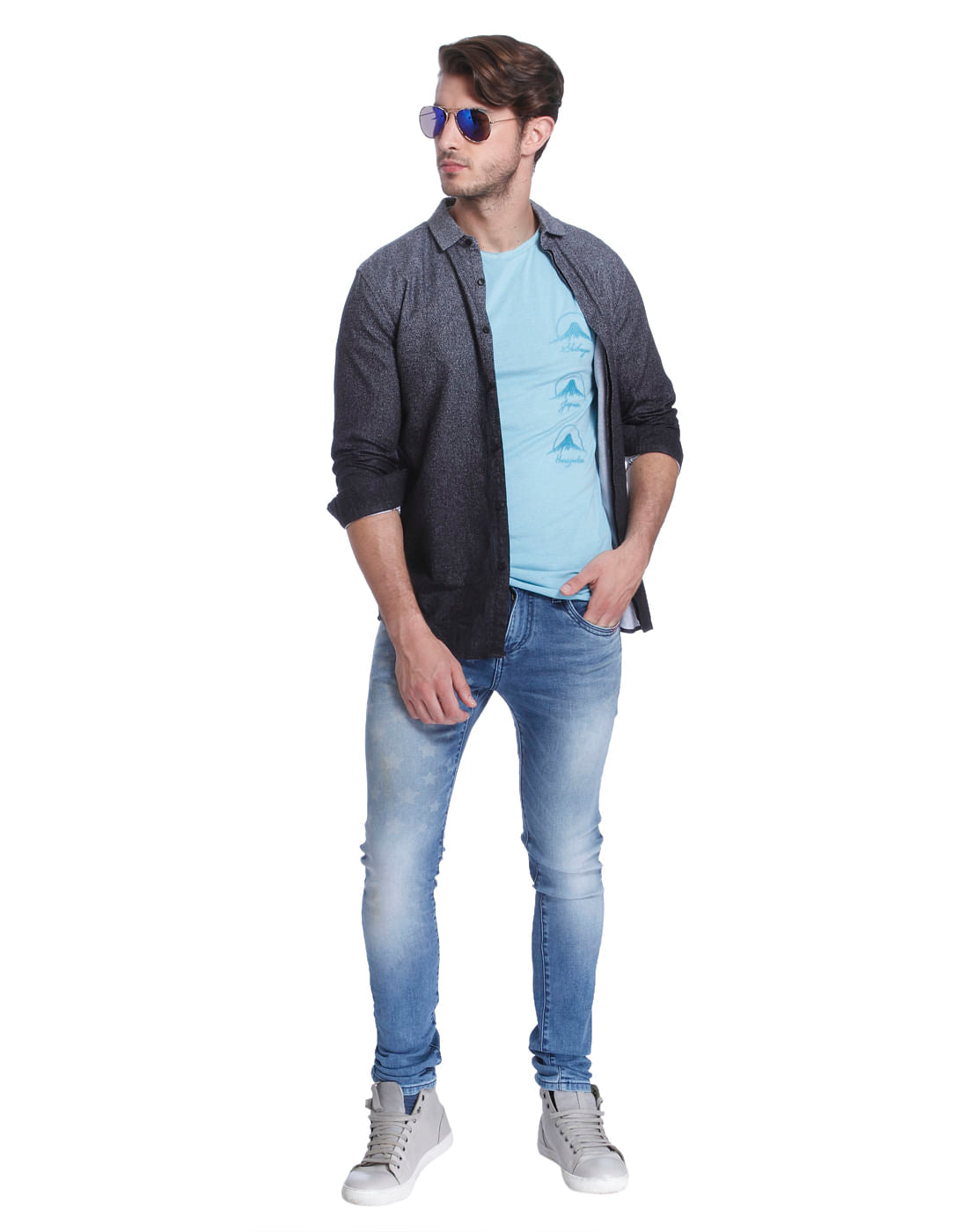 Charcoal Grey Ombre Slim Shirt