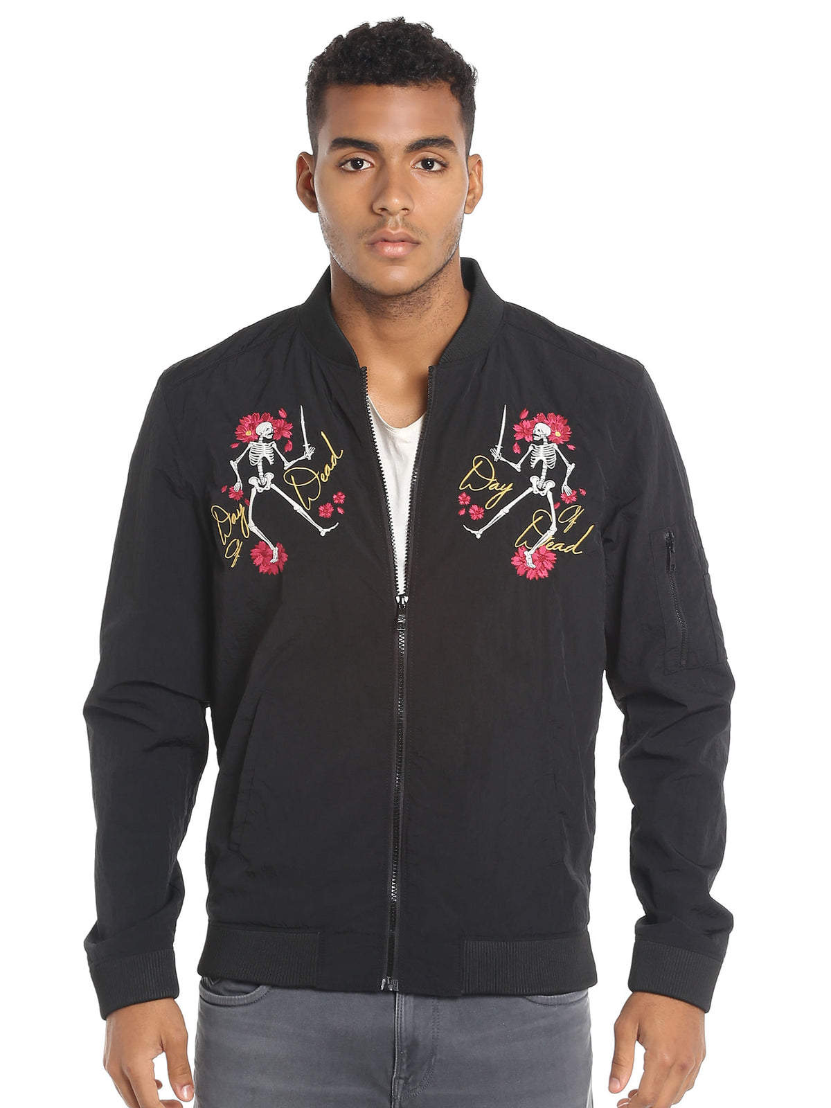 Skeleton Print Black Jacket - S