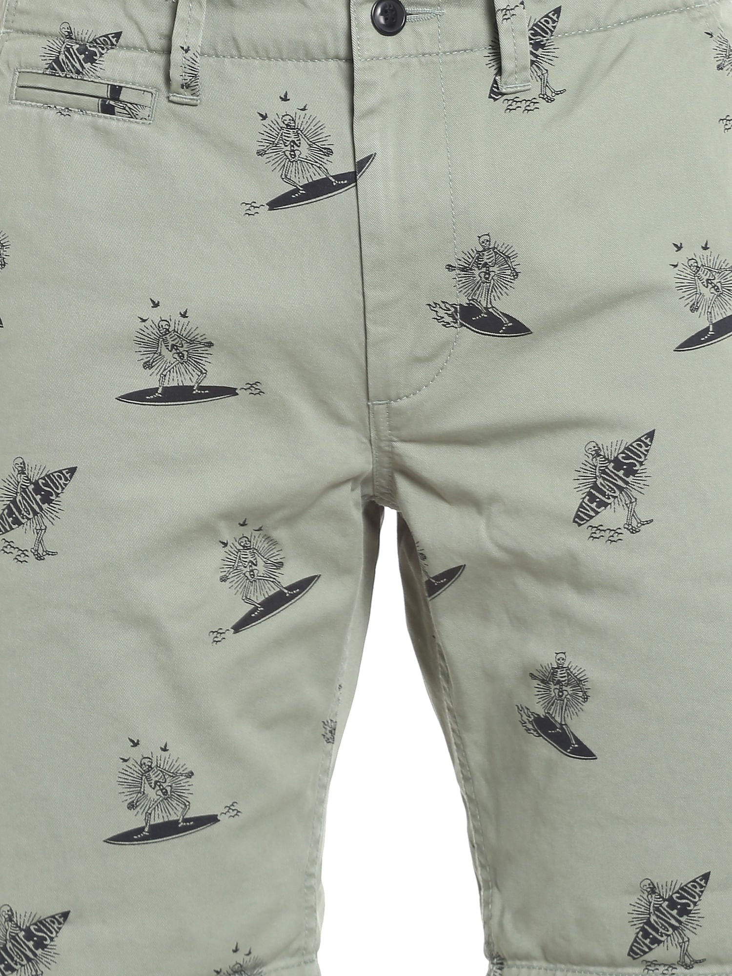 Green Surf Board Print Shorts