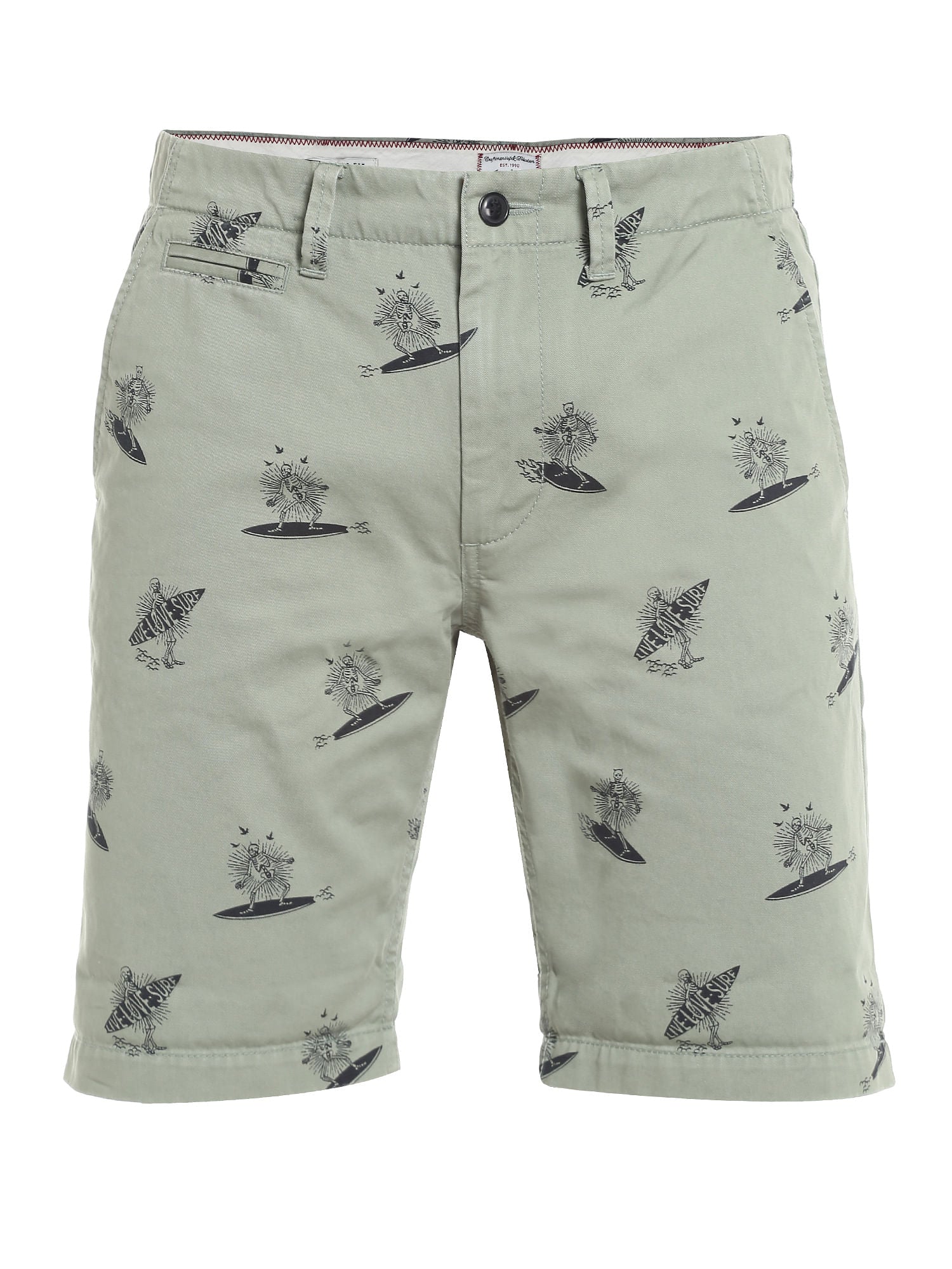 Green Surf Board Print Shorts