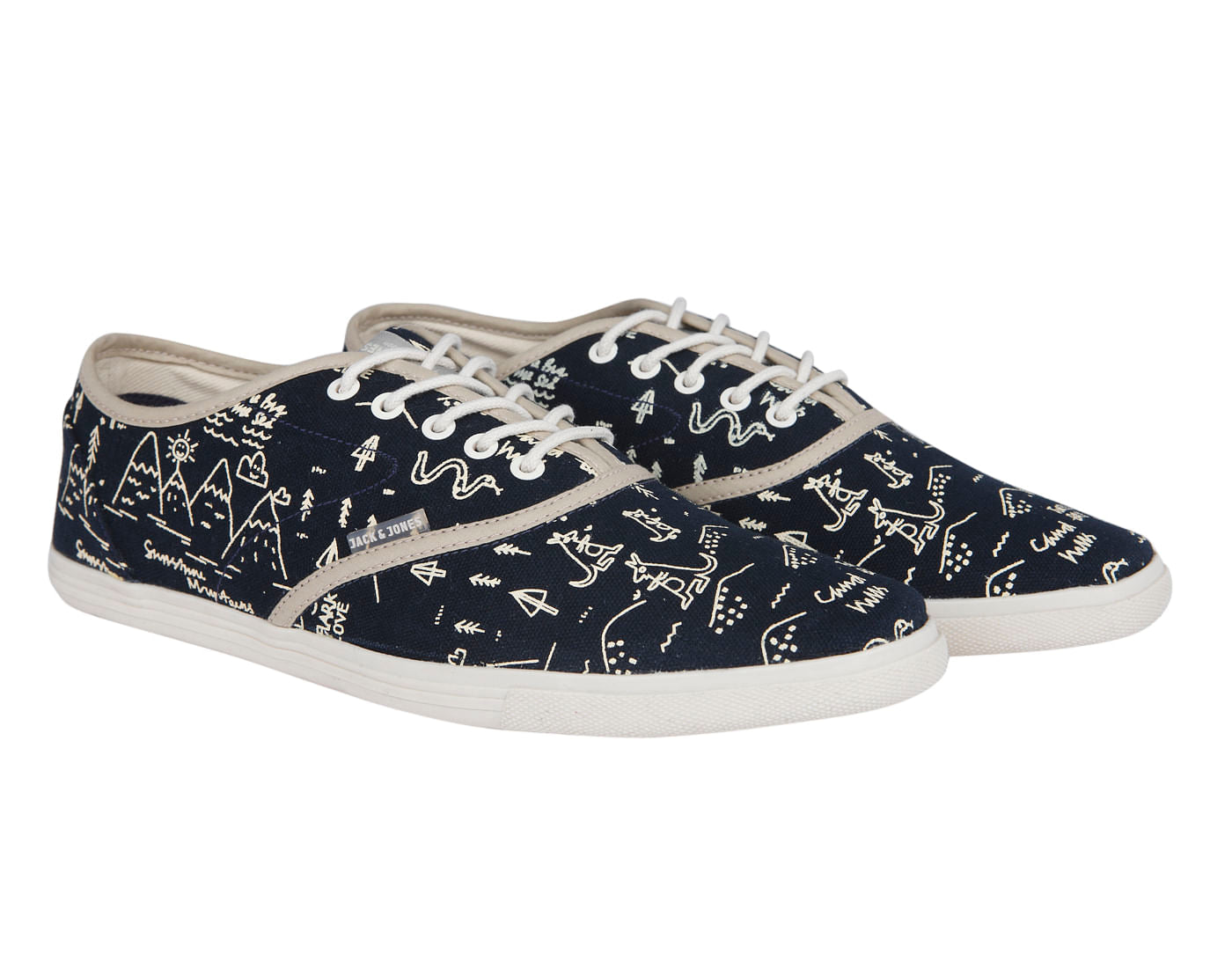 Dark Blue Printed Canvas Trainers