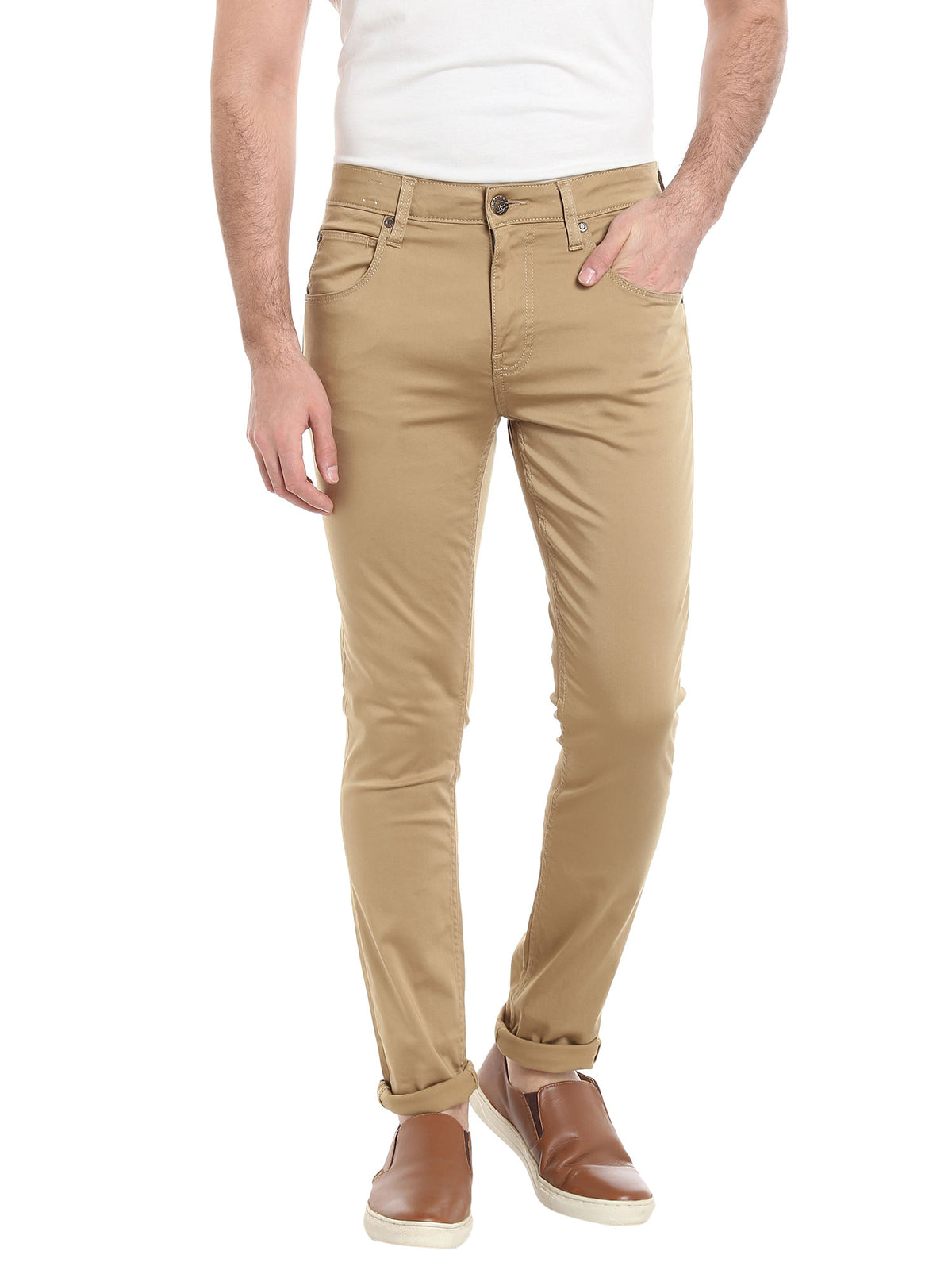 Beige Relaxed Straight Pants - 28/32