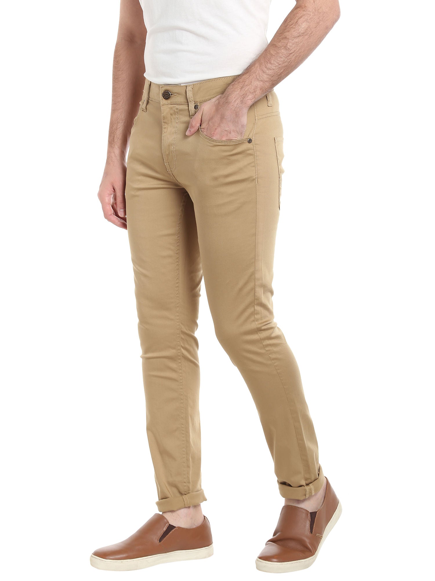 Beige Relaxed Straight Pants