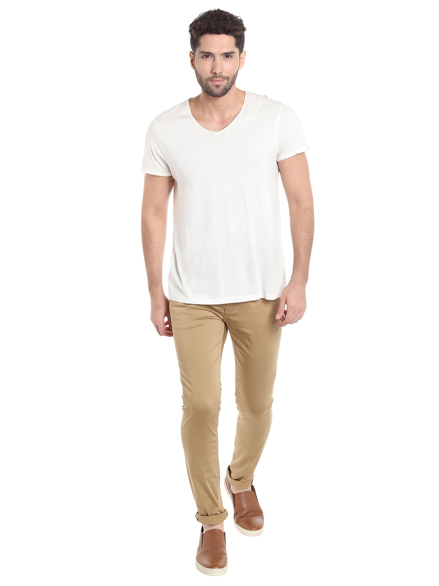 Beige Relaxed Straight Pants