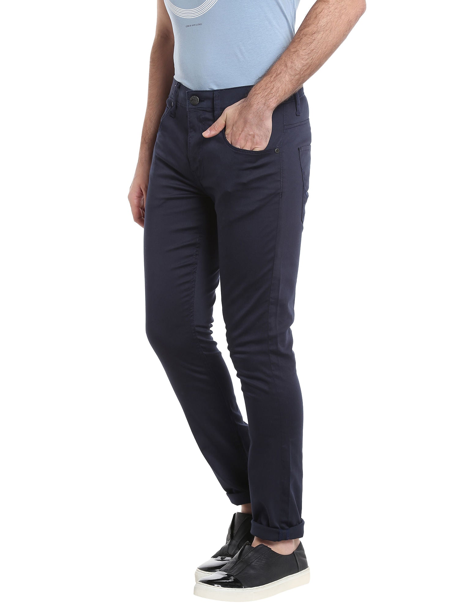 Navy Blue Relaxed Straight Pants