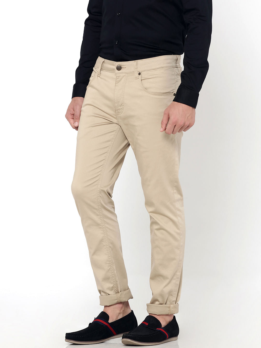 Beige Slim Fit Pants