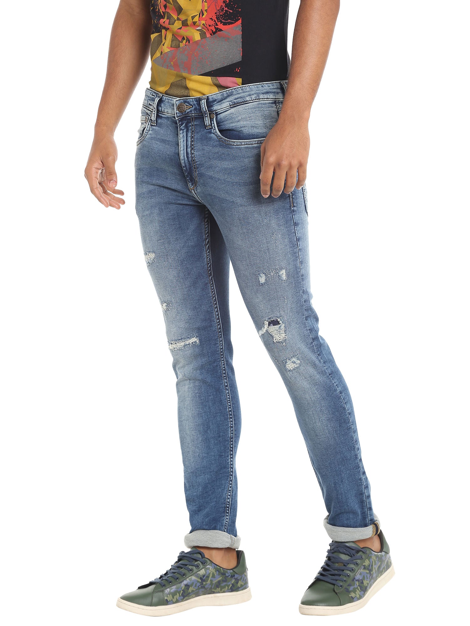 Blue Ripped Slim Jeans