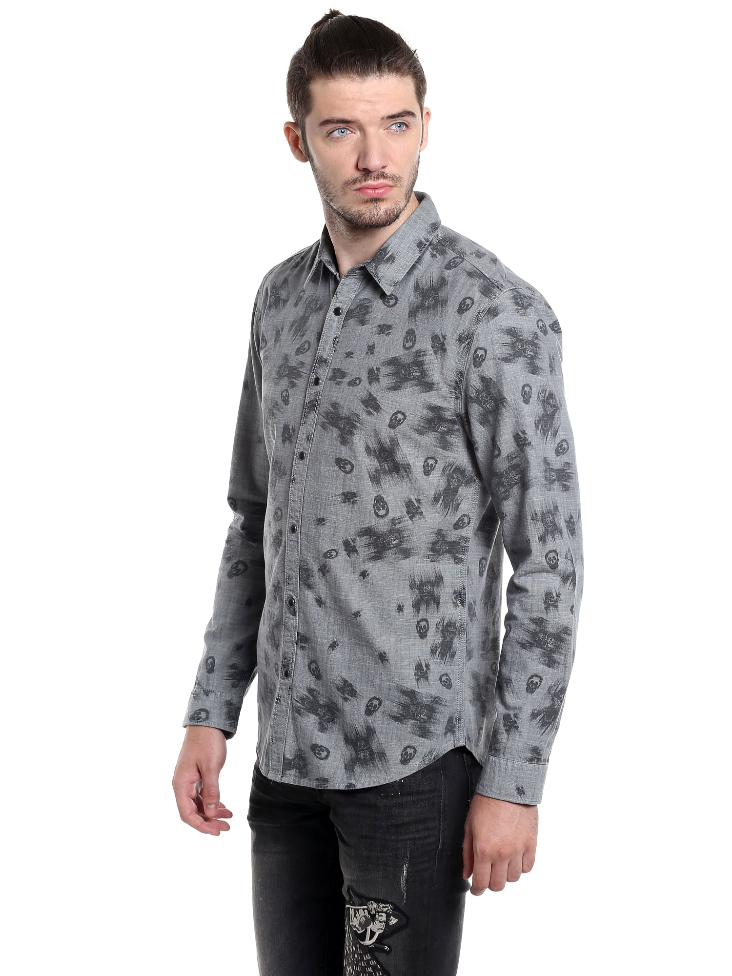 Pirates Of The Caribbean Skull Print Grey Shirt