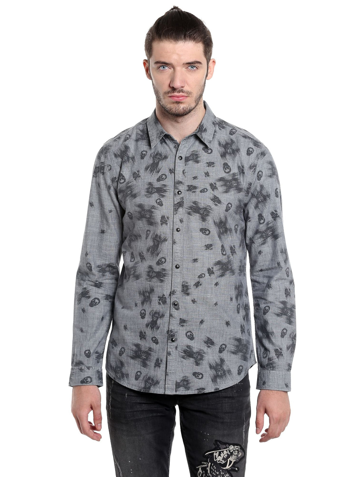 Pirates Of The Caribbean Skull Print Grey Shirt - S