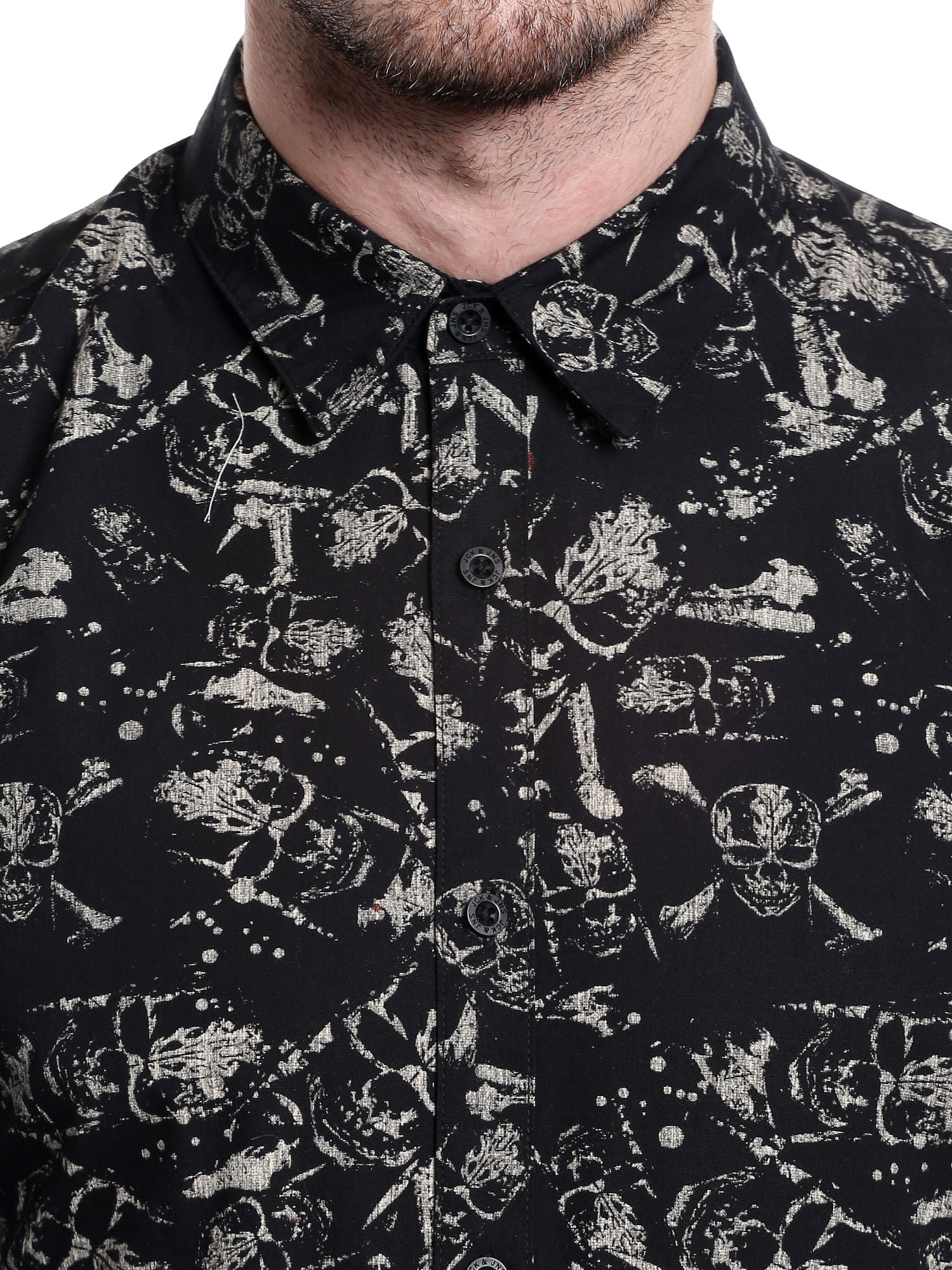 Pirates Of The Caribbean Skull Print Black Shirt