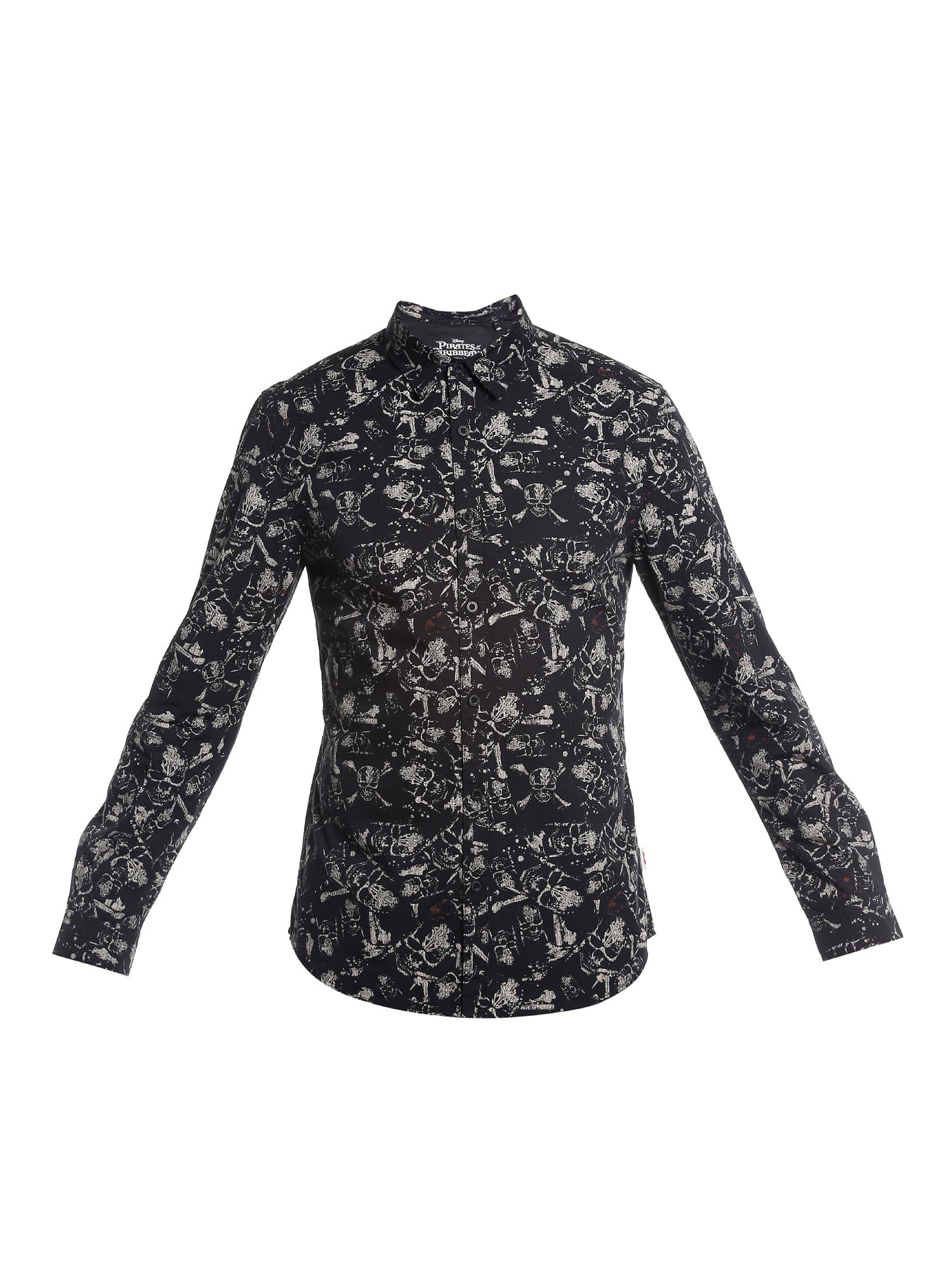 Pirates Of The Caribbean Skull Print Black Shirt