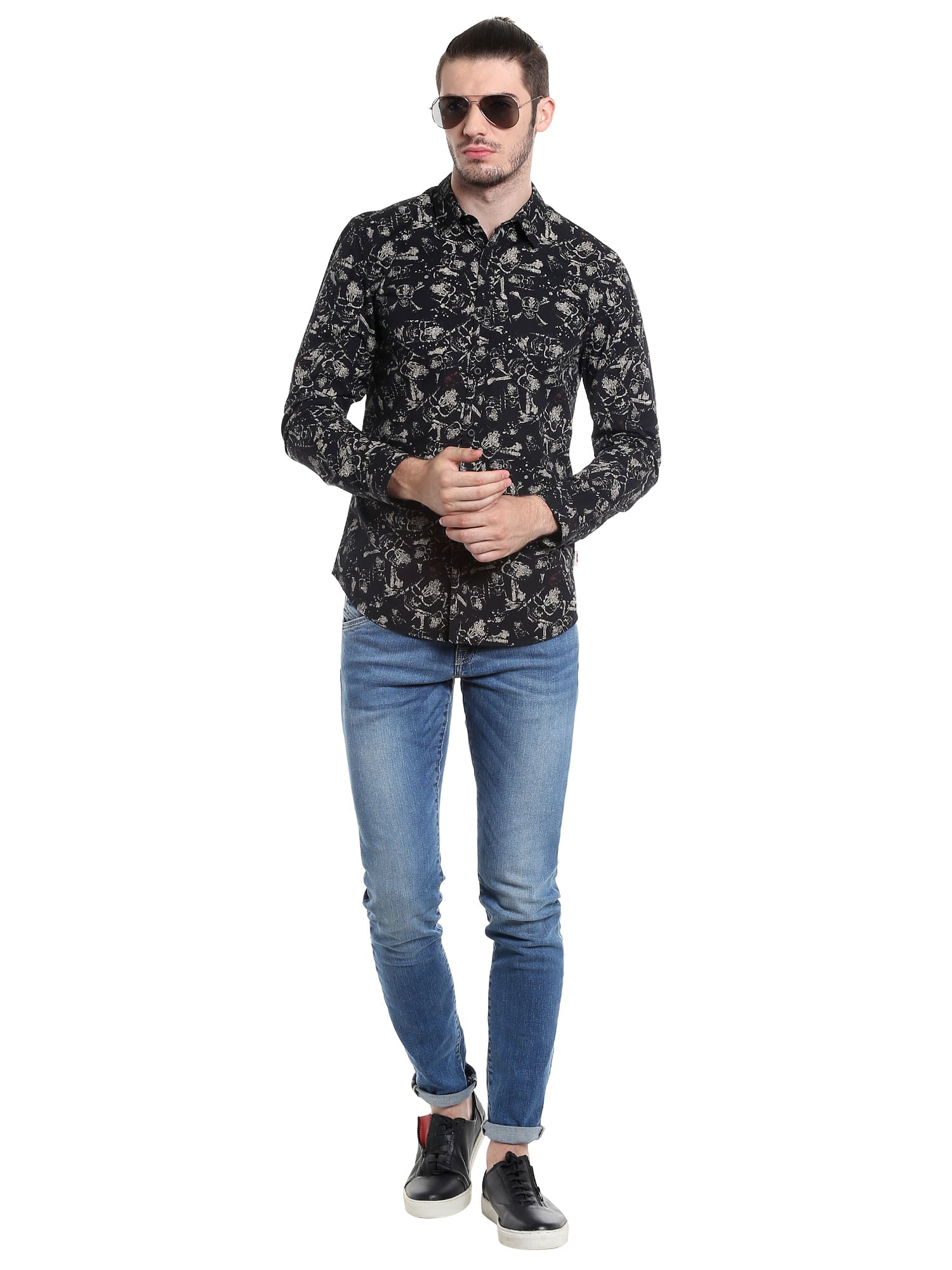Pirates Of The Caribbean Skull Print Black Shirt