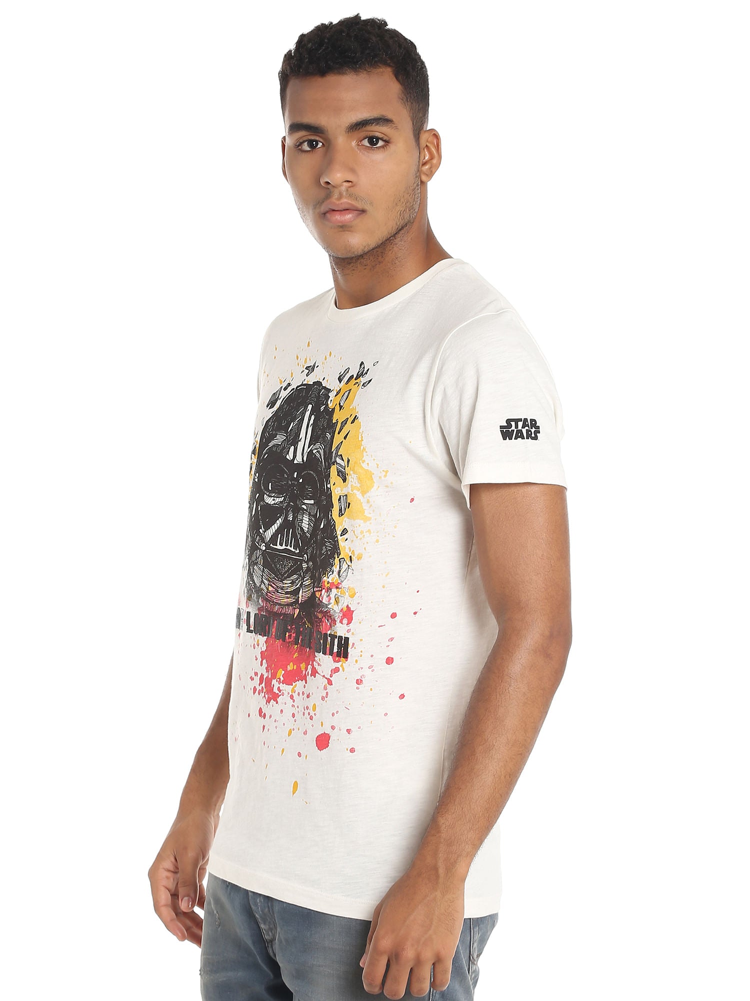 Darth Vader Print White T-Shirt