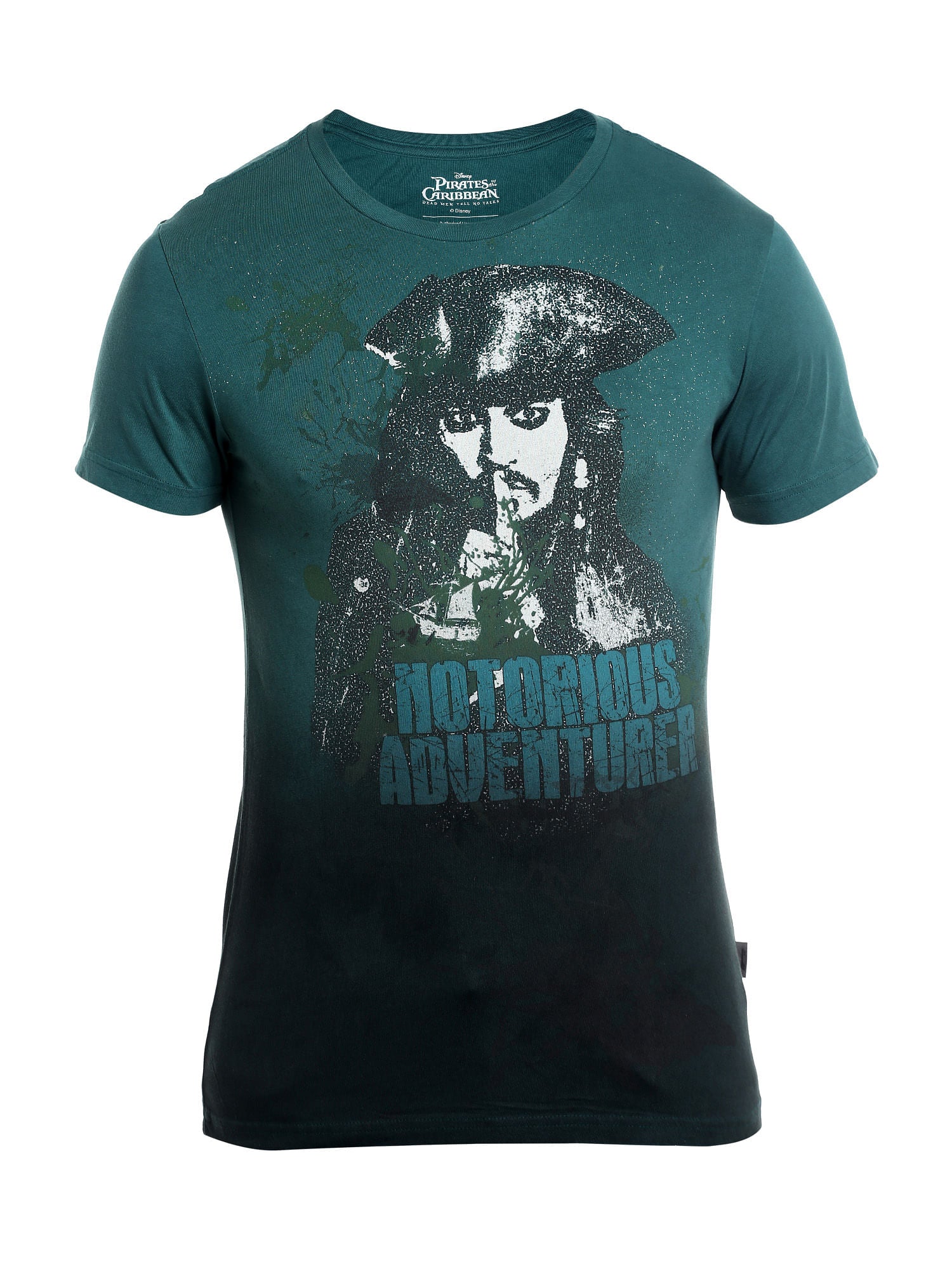 Pirates Of The Caribbean Jack Sparrow Print Green T-Shirt