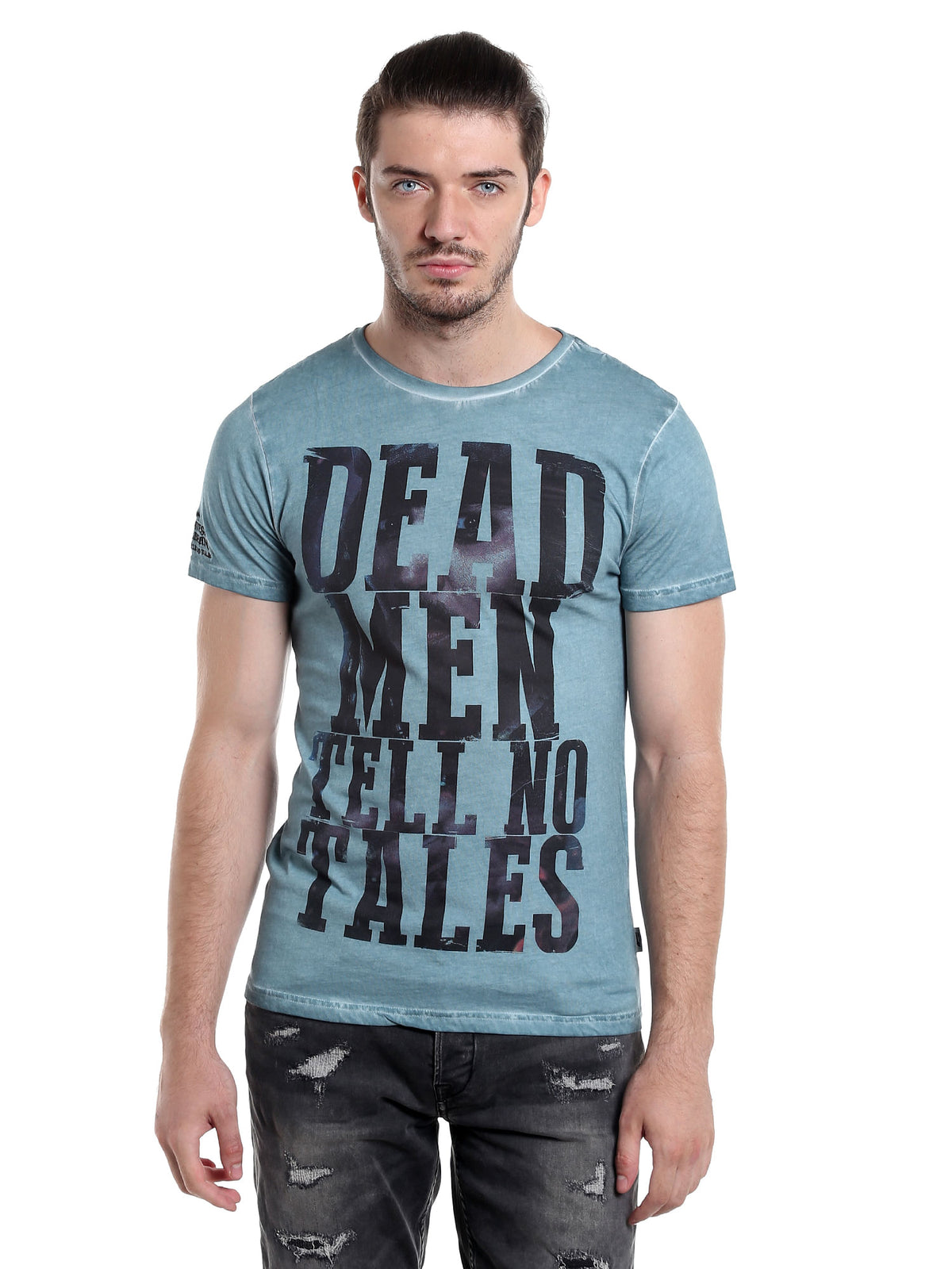 Pirates Of The Caribbean Slogan Print Blue T-Shirt - S