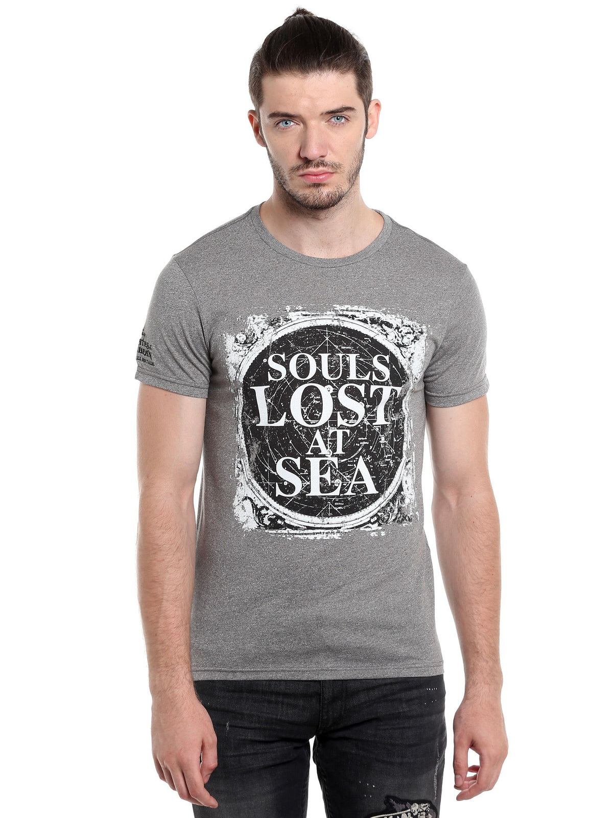 Pirates Of The Caribbean Slogan Print Grey T-Shirt - S