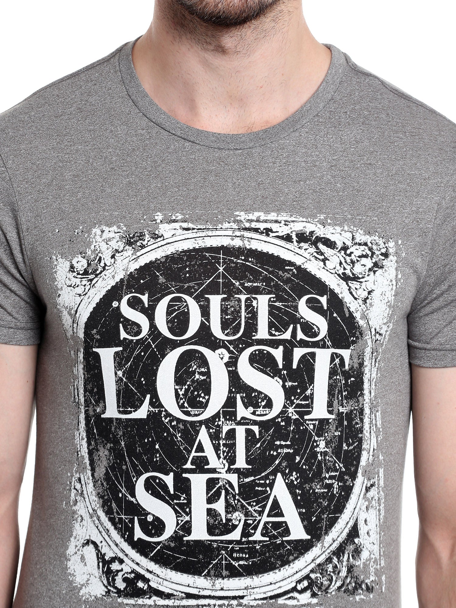 Pirates Of The Caribbean Slogan Print Grey T-Shirt