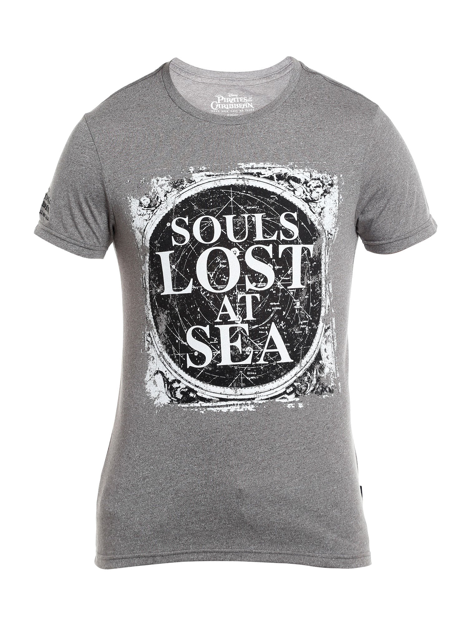 Pirates Of The Caribbean Slogan Print Grey T-Shirt