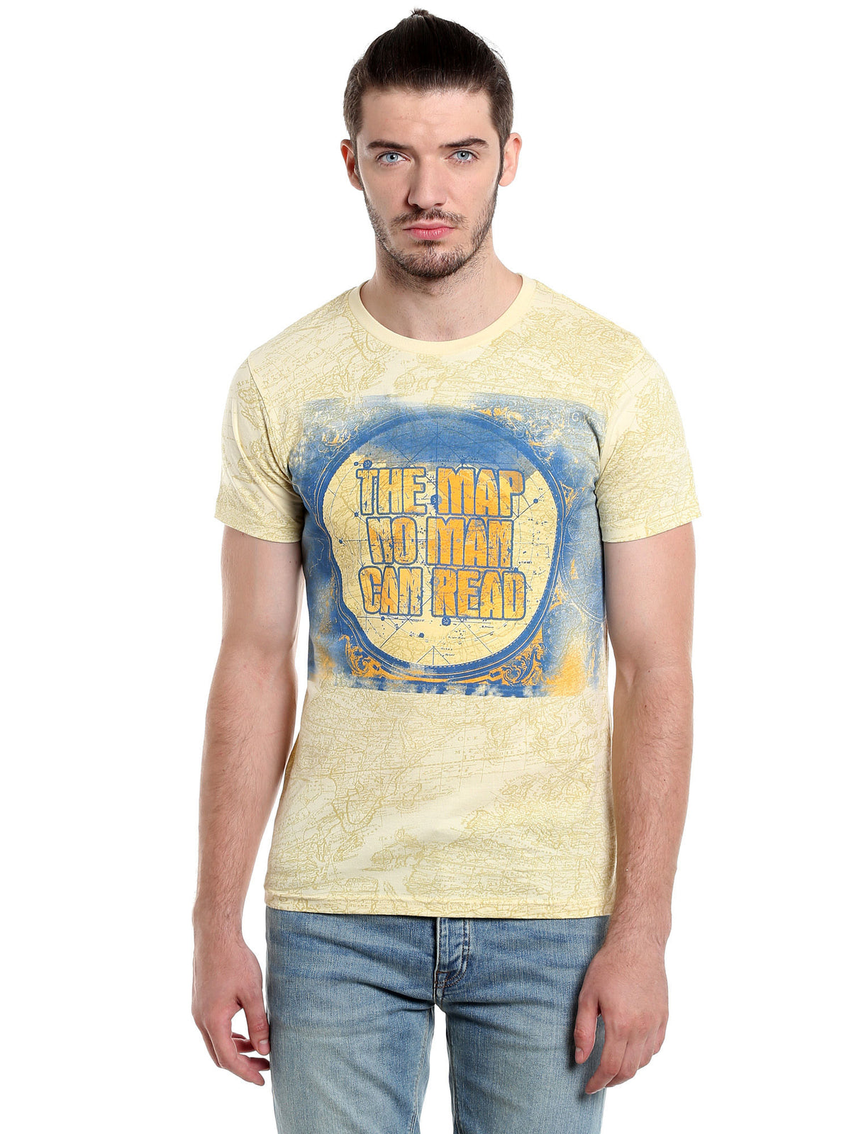 Pirates Of The Caribbean Graphic Print Yellow T-Shirt - S