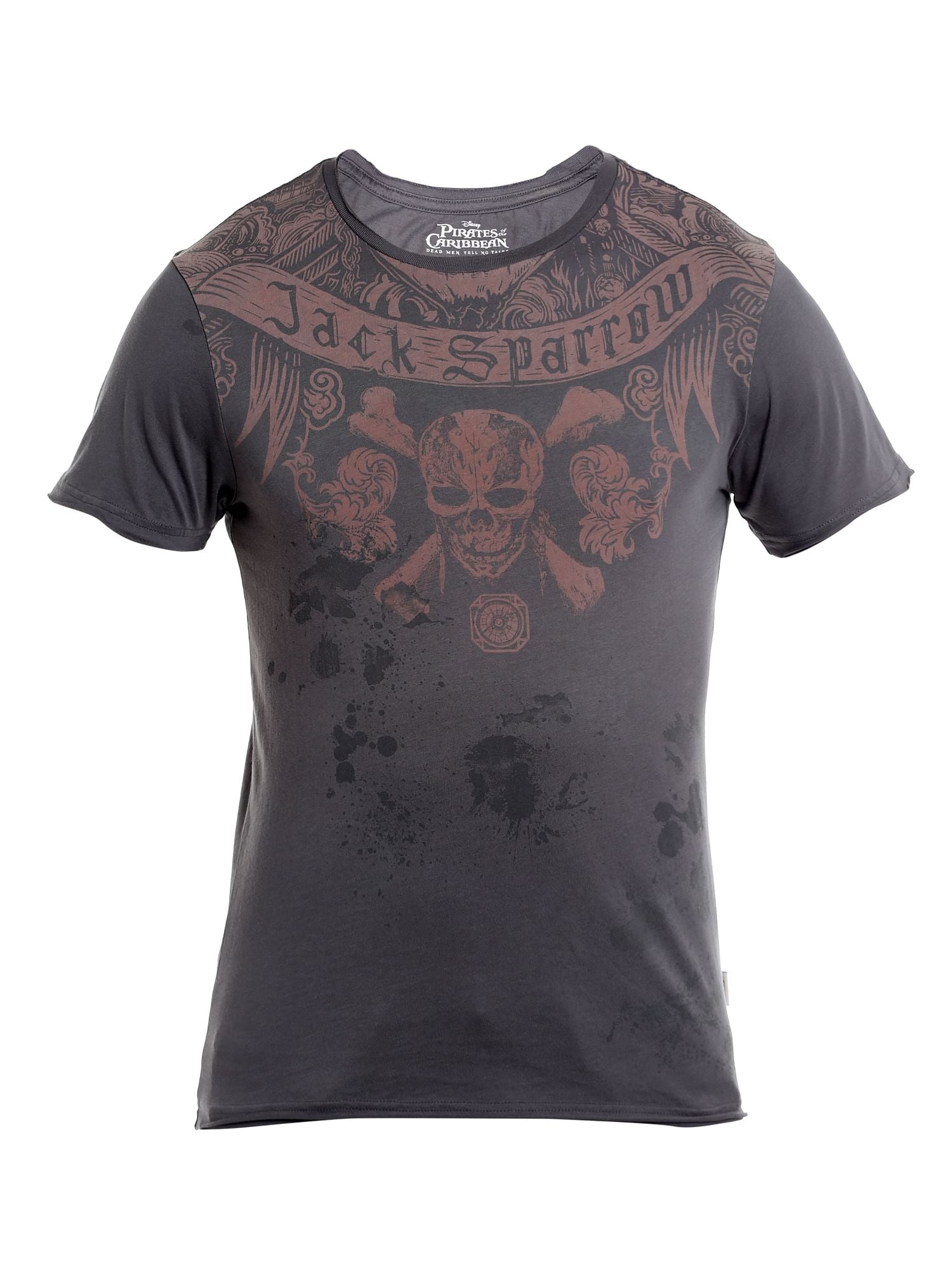 Pirates Of The Caribbean Jack Sparrow Printed Grey T-Shirt