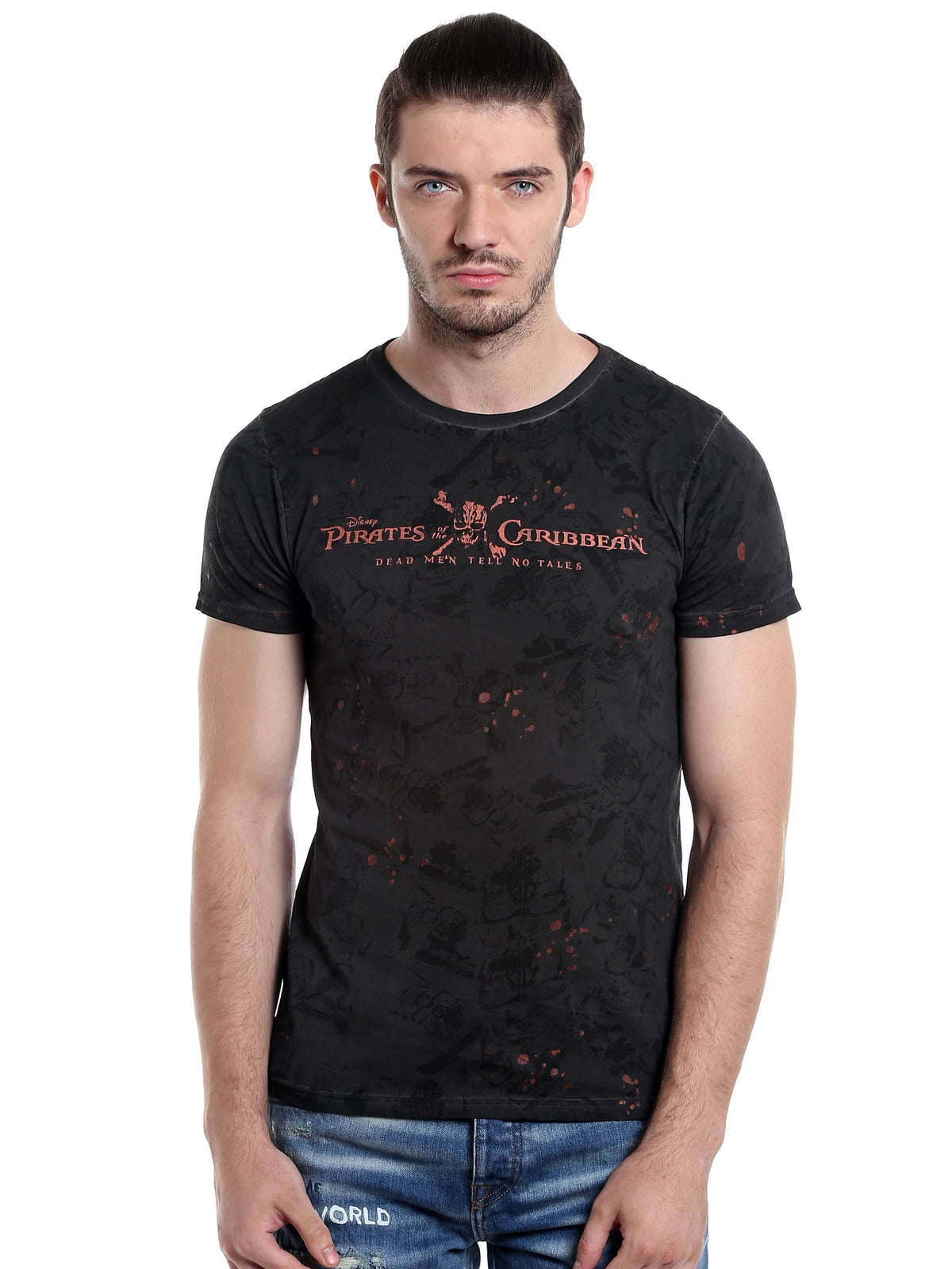 Pirates Of The Caribbean Graphic Print Grey T-Shirt - S