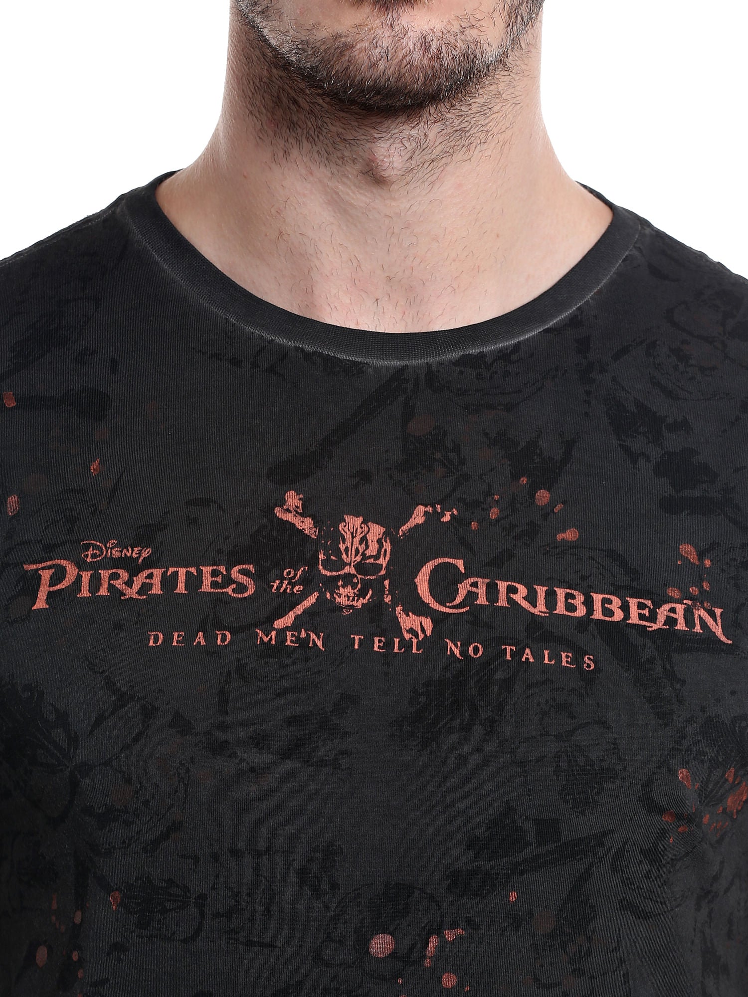 Pirates Of The Caribbean Graphic Print Grey T-Shirt