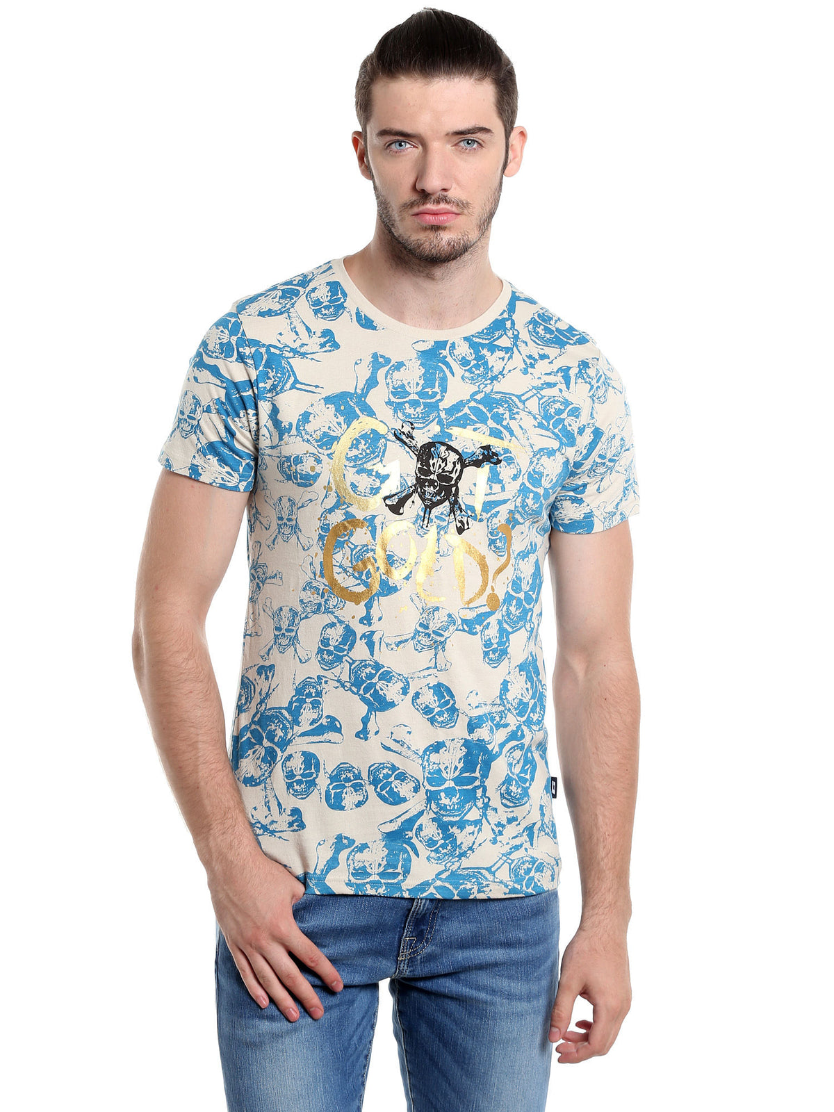 Pirates Of The Caribbean Printed Blue T-Shirt - S