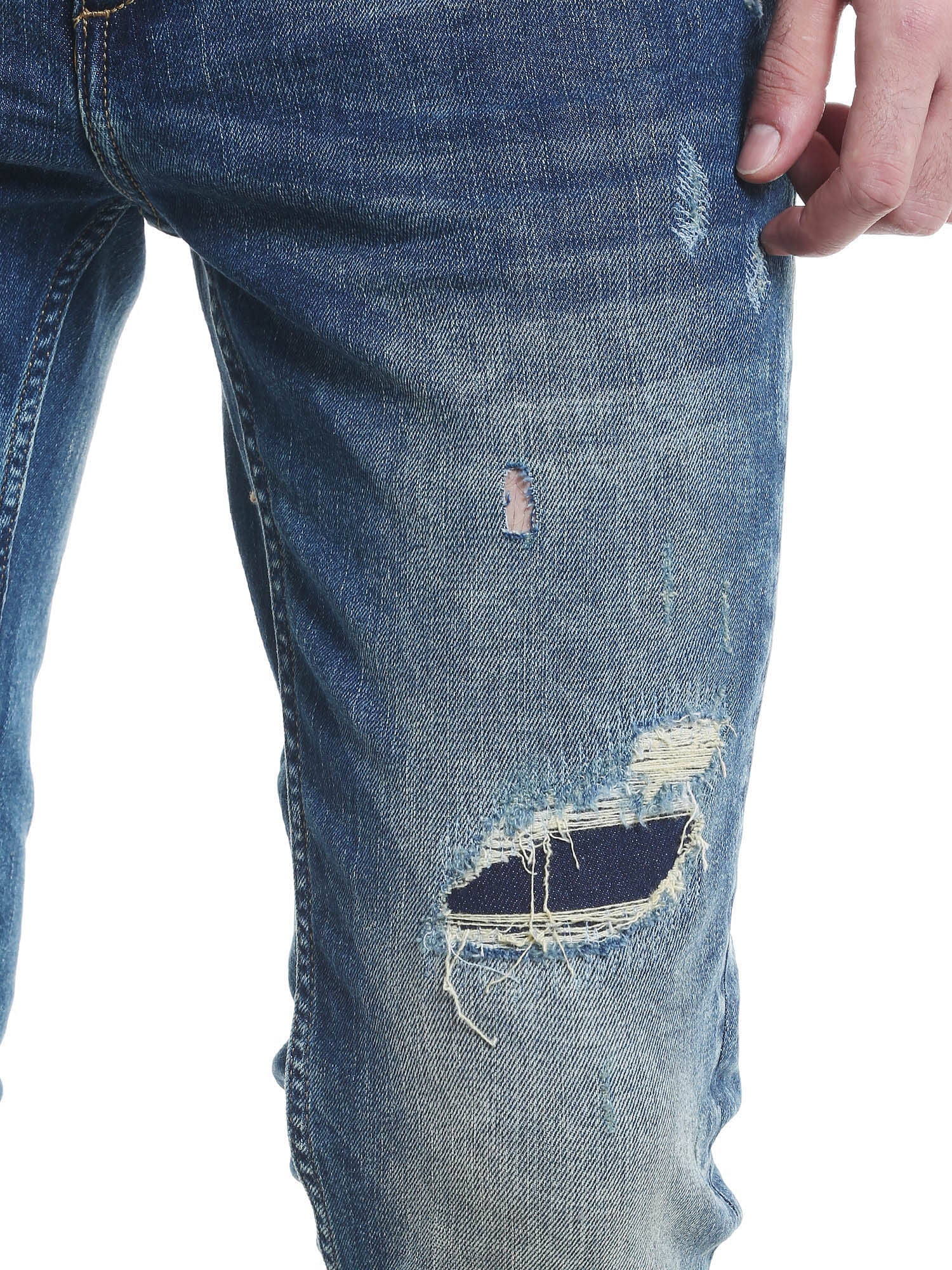 Blue Ripped Skinny Fit Jeans