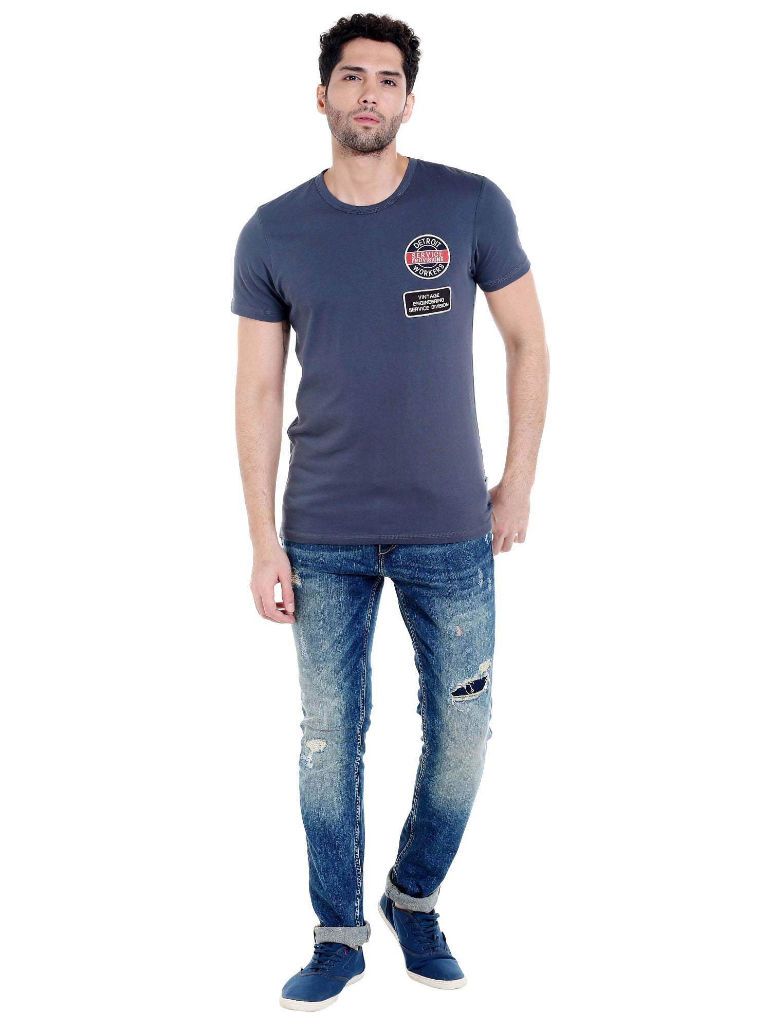 Blue Ripped Skinny Fit Jeans