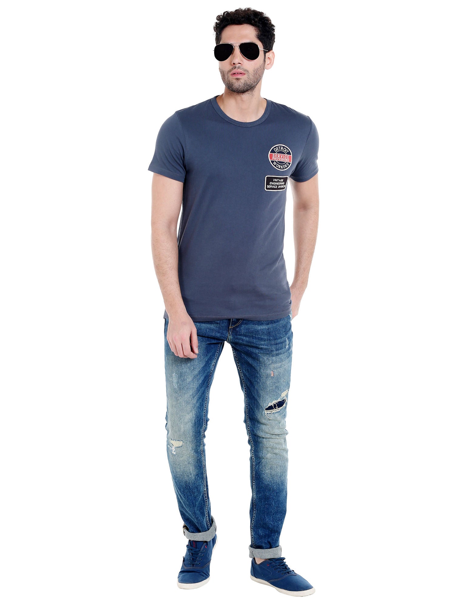 Blue Ripped Skinny Fit Jeans