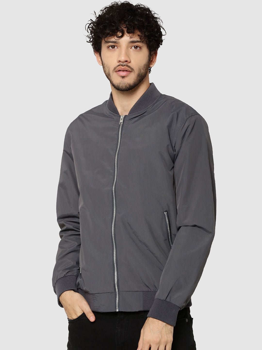 Grey Bomber Jacket - S