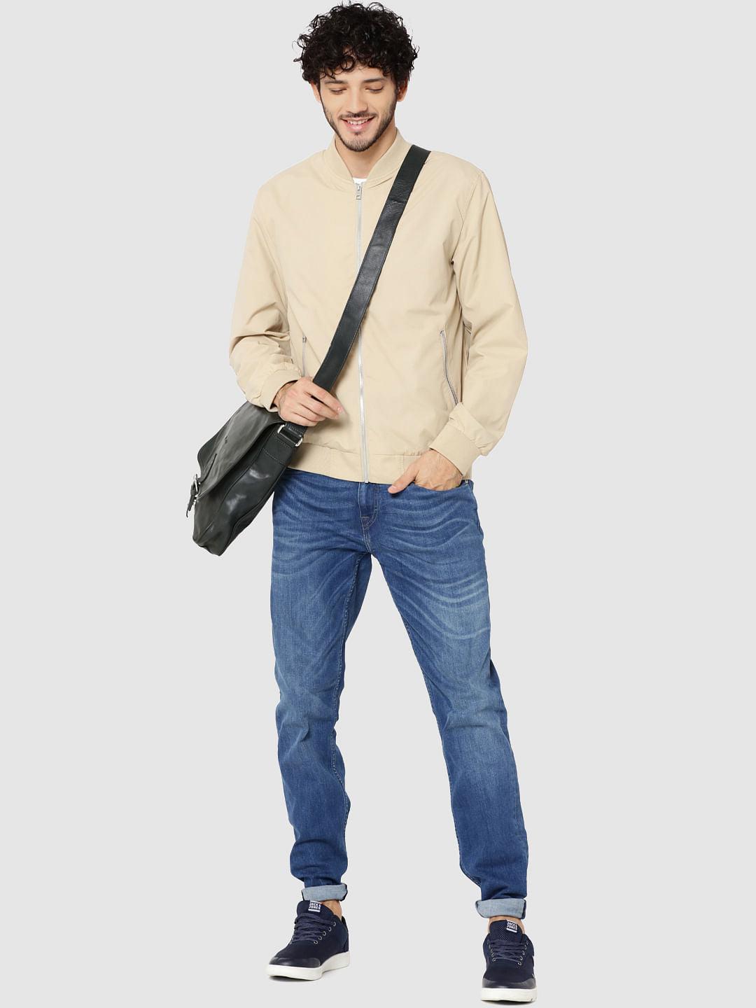 Beige Bomber Jacket