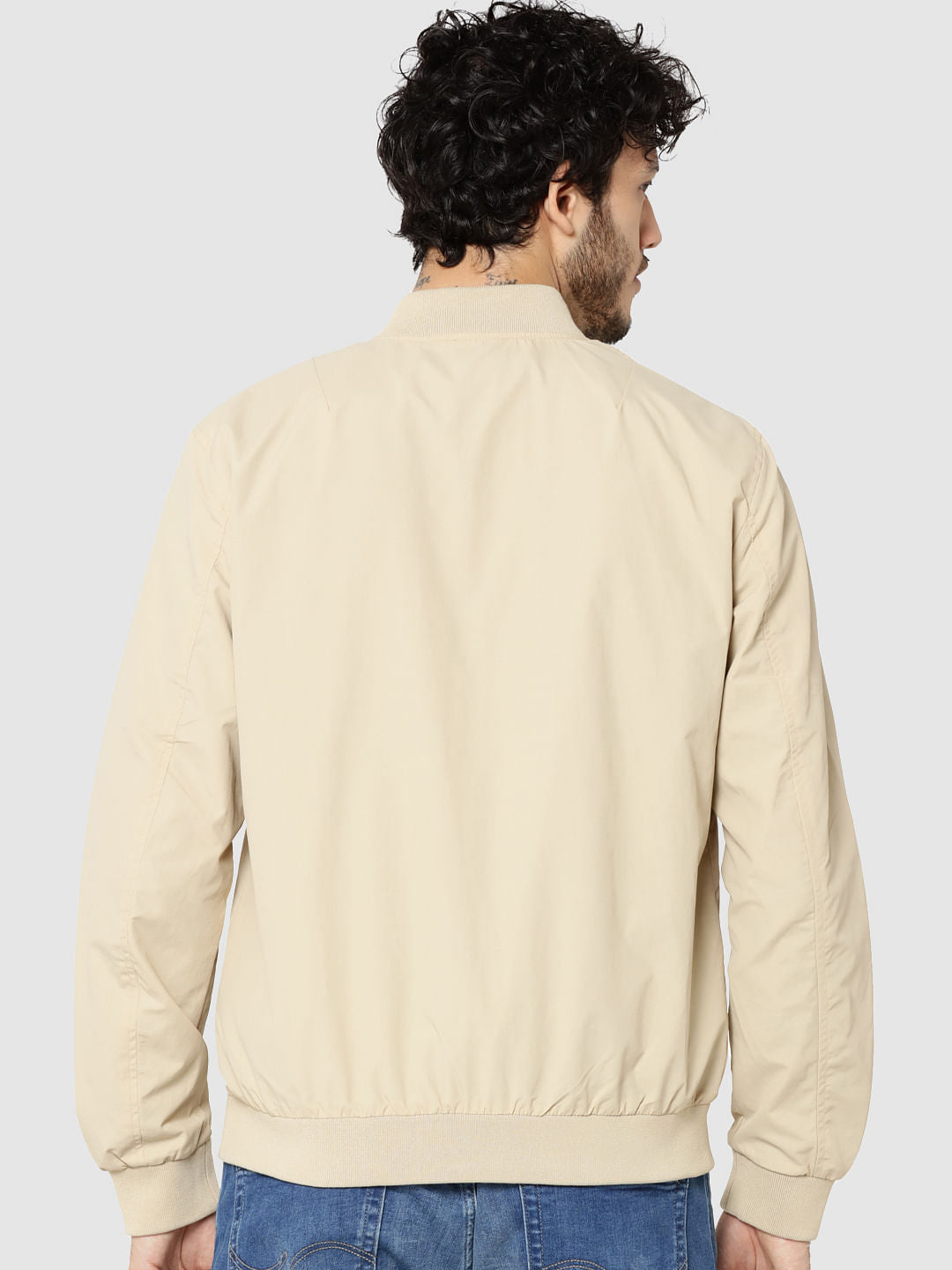 Beige Bomber Jacket