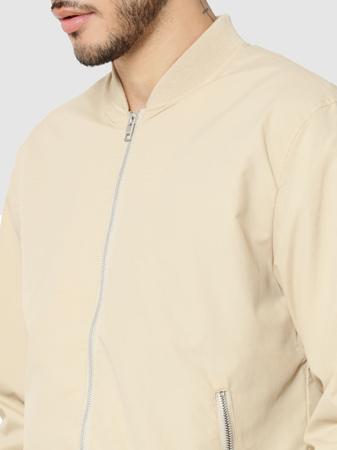 Beige Bomber Jacket