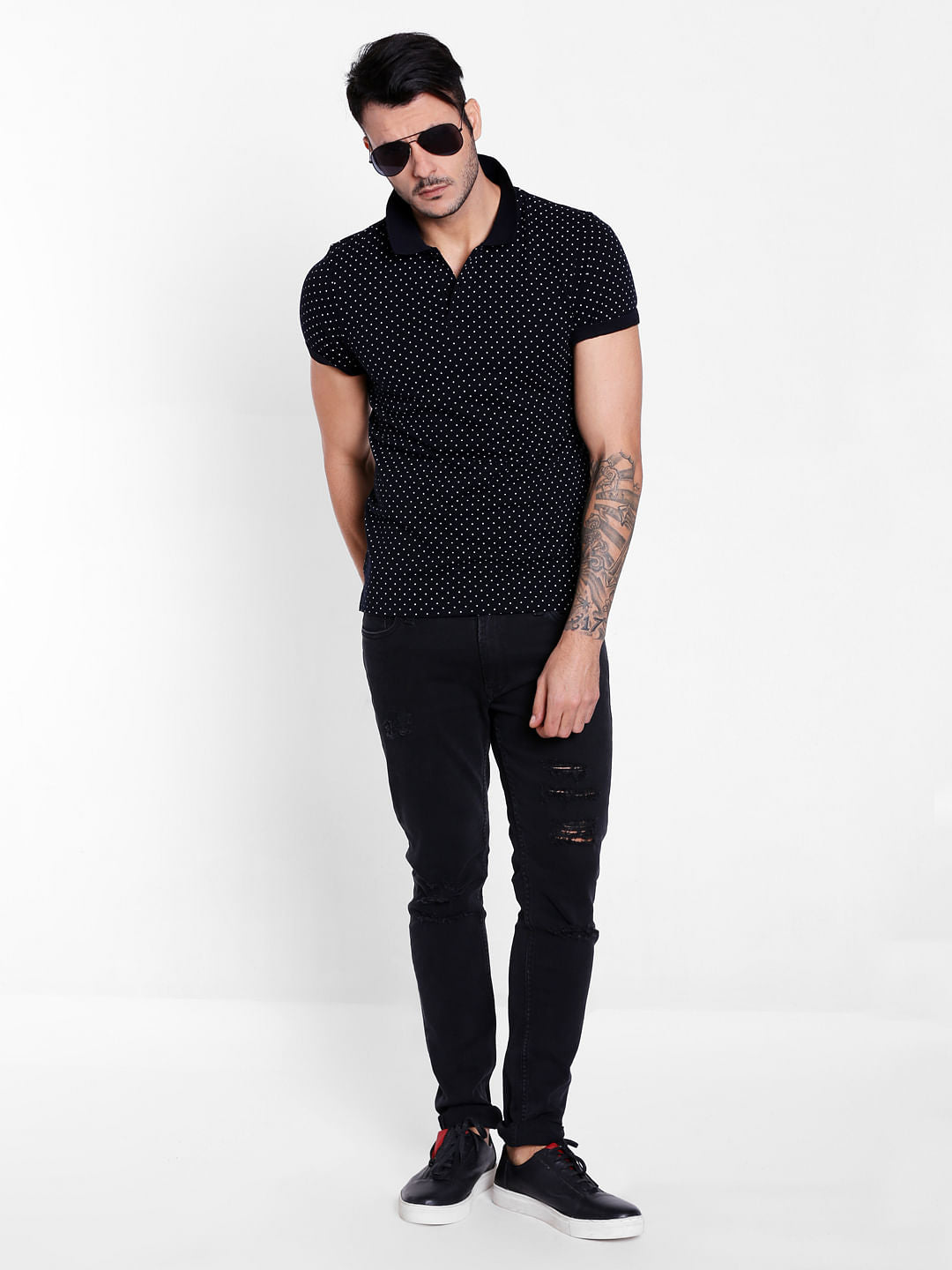 Blue Polka Dot Polo T-Shirt