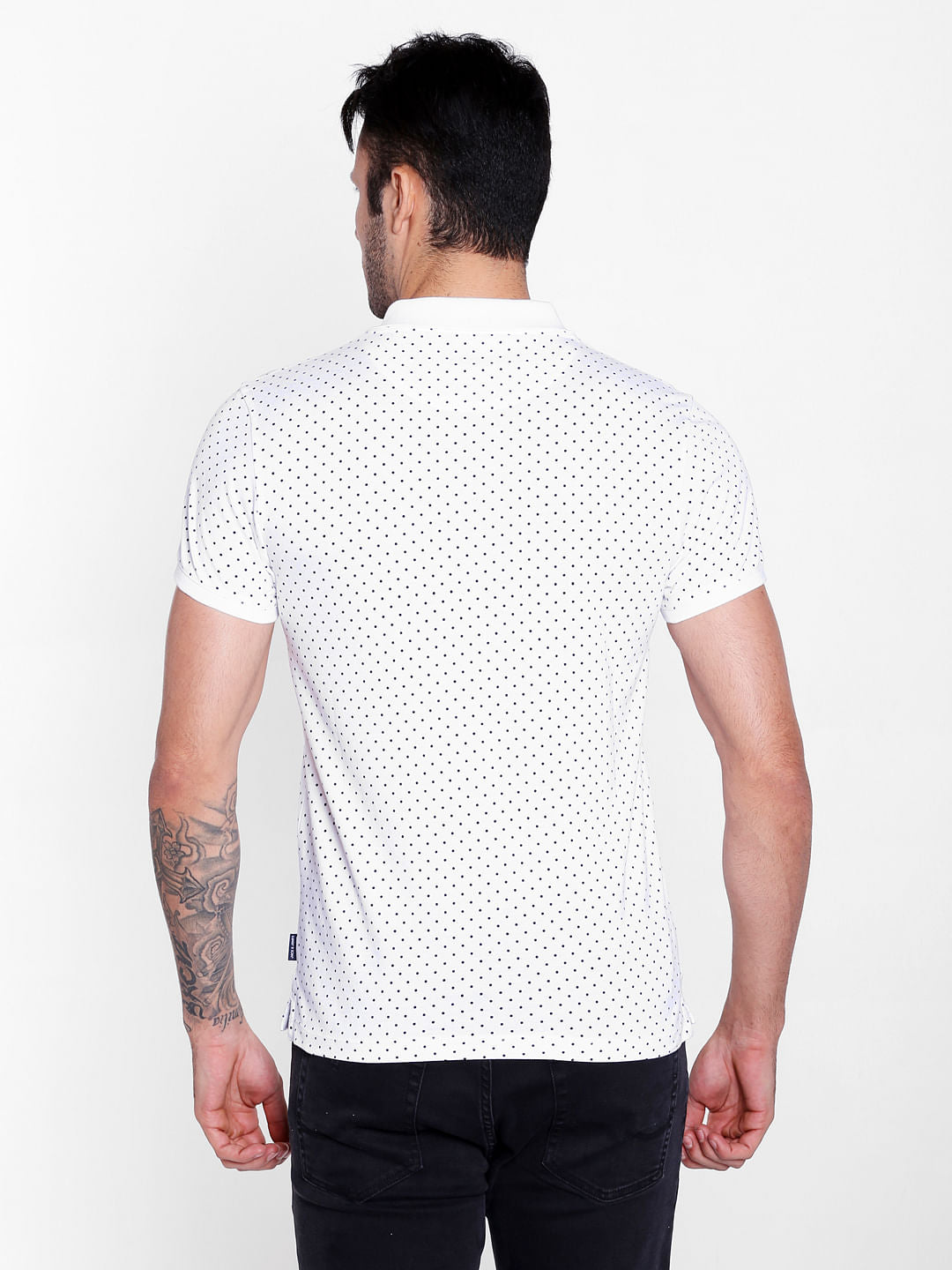 White Polka Dots Polo T-Shirt