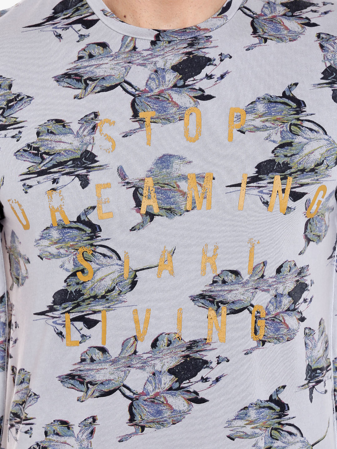 Grey All Over Print Crew Neck T-Shirt