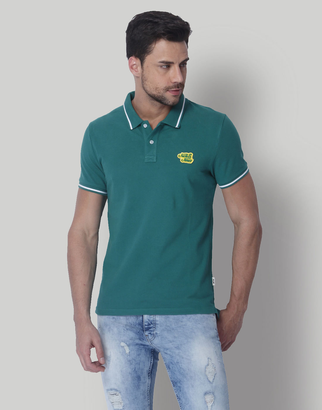 Green Polo Neck T-Shirt - S