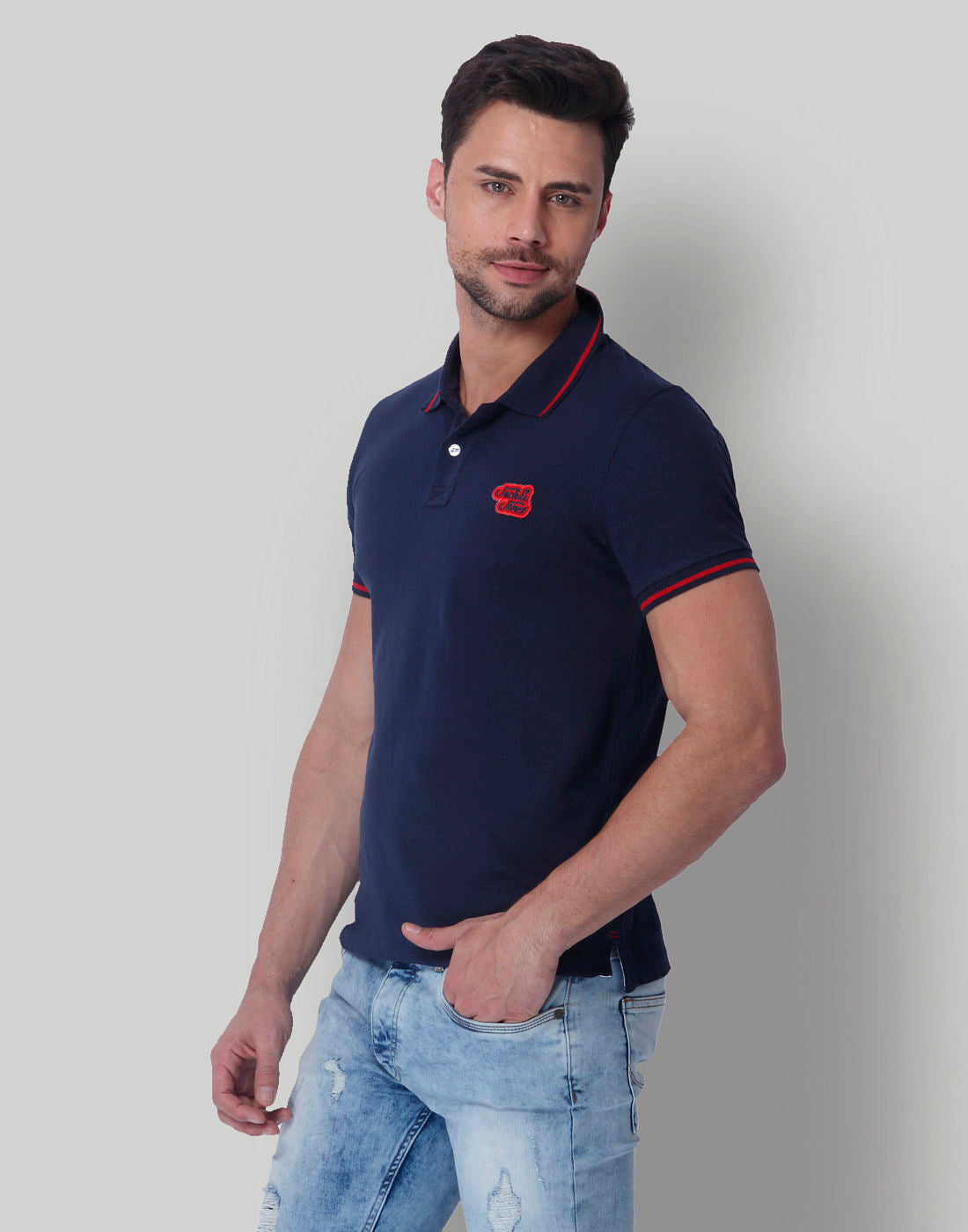 Navy Blue Polo Neck T-Shirt