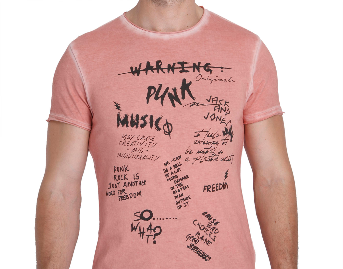 Pink Scribble Print Crew Neck T-Shirt
