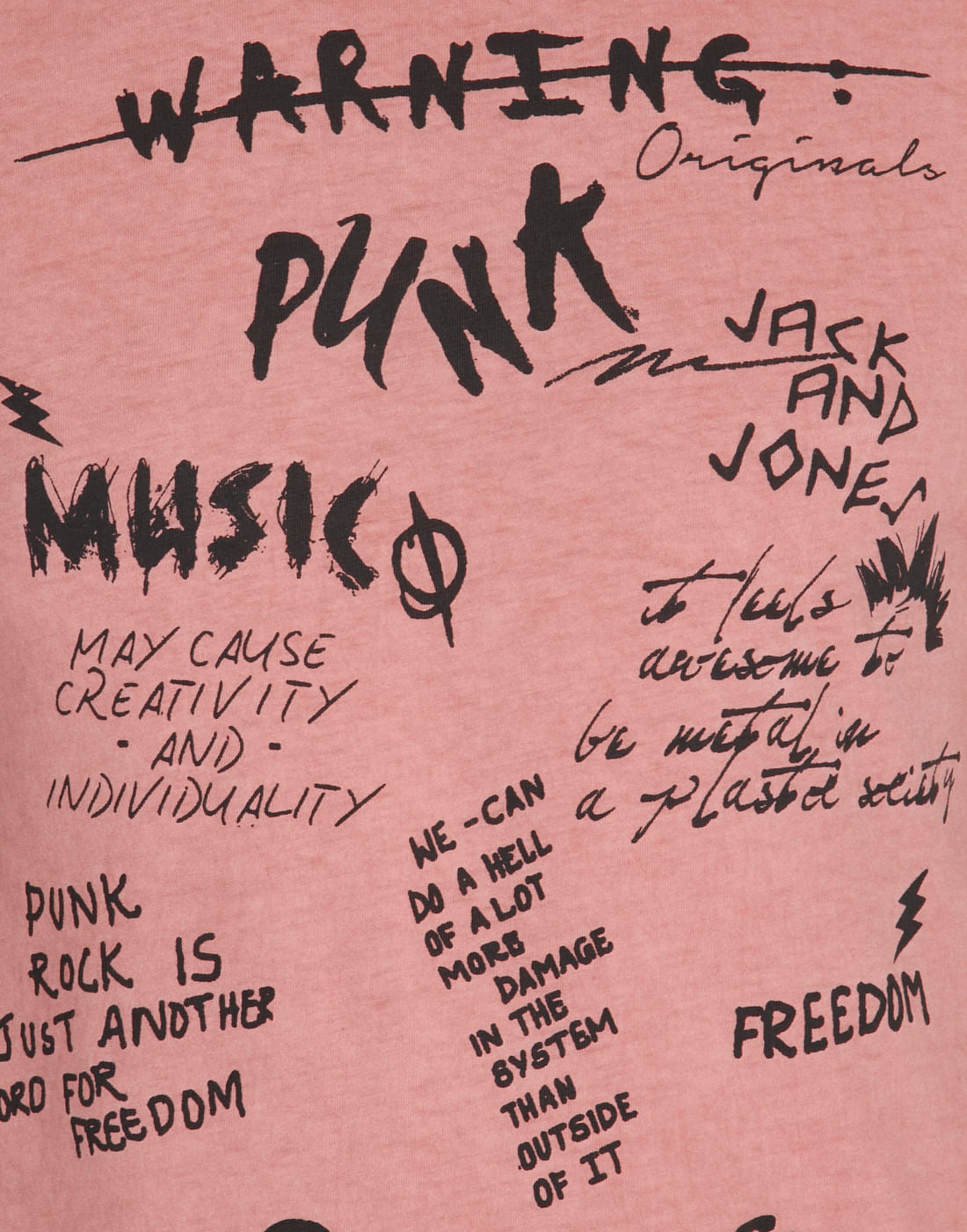Pink Scribble Print Crew Neck T-Shirt