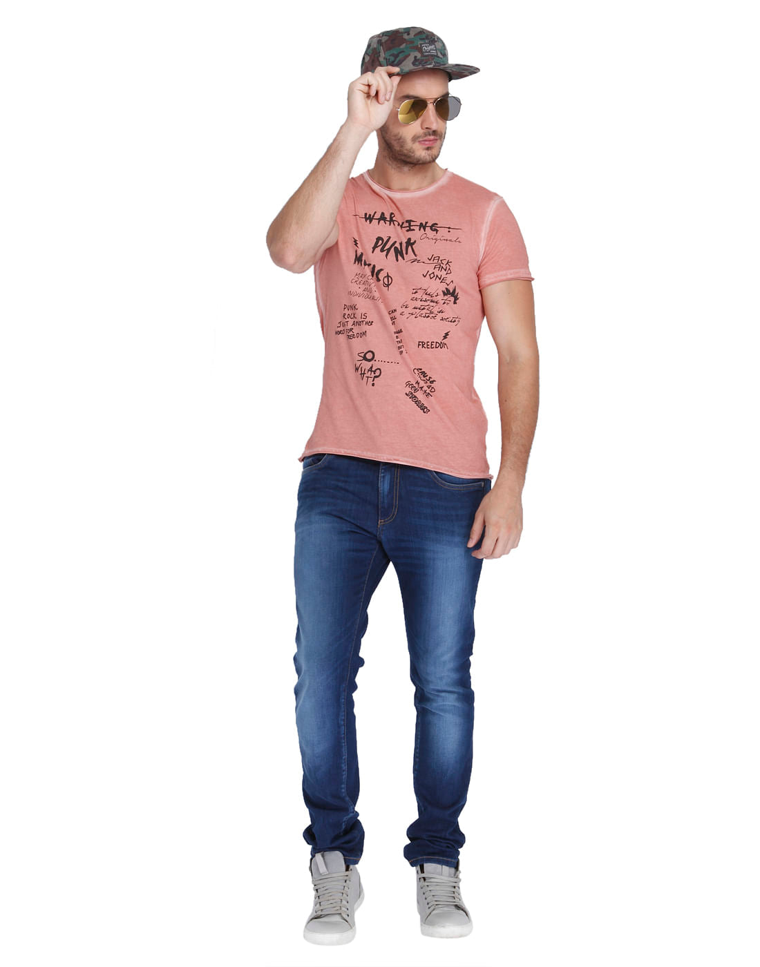 Pink Scribble Print Crew Neck T-Shirt