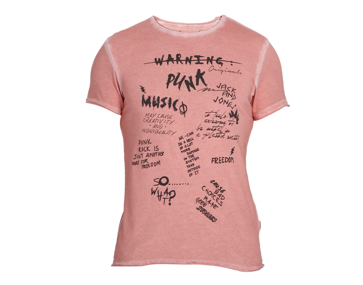 Pink Scribble Print Crew Neck T-Shirt