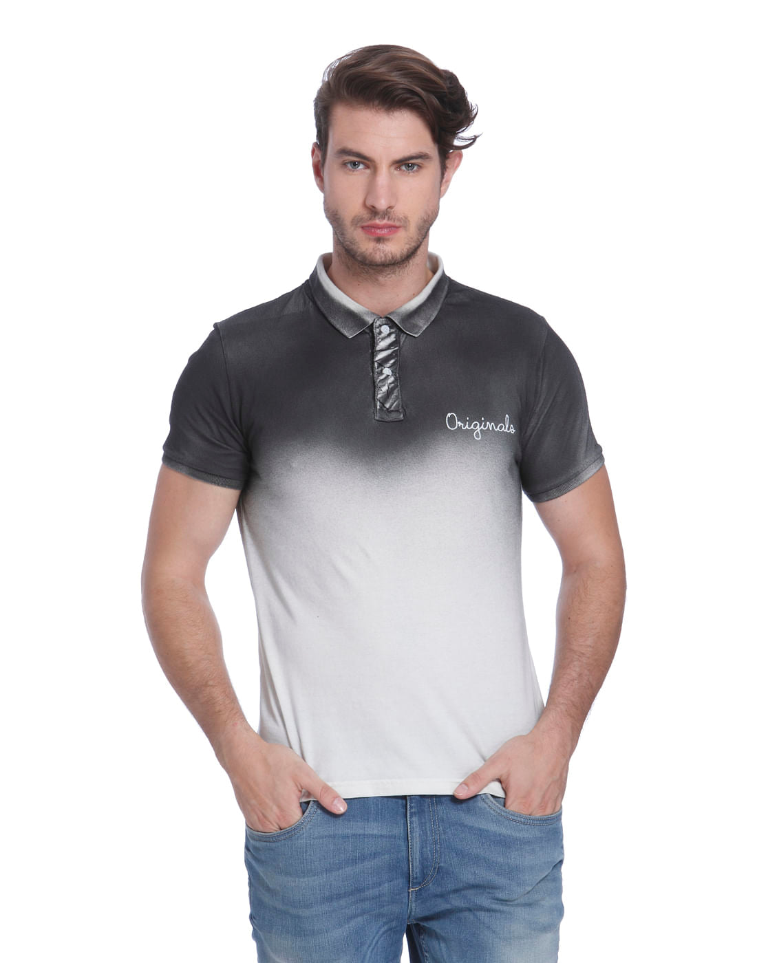 White Ombre Polo T-Shirt - S
