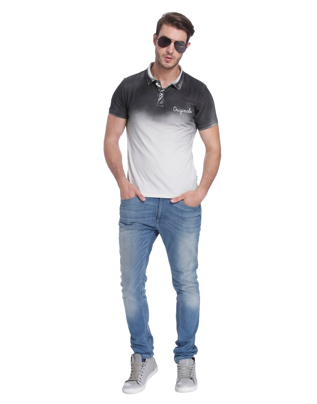 White Ombre Polo T-Shirt
