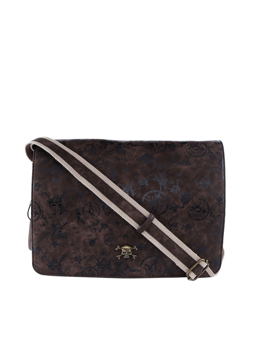 Pirates Of The Caribbean Printed Tan Sling Bag